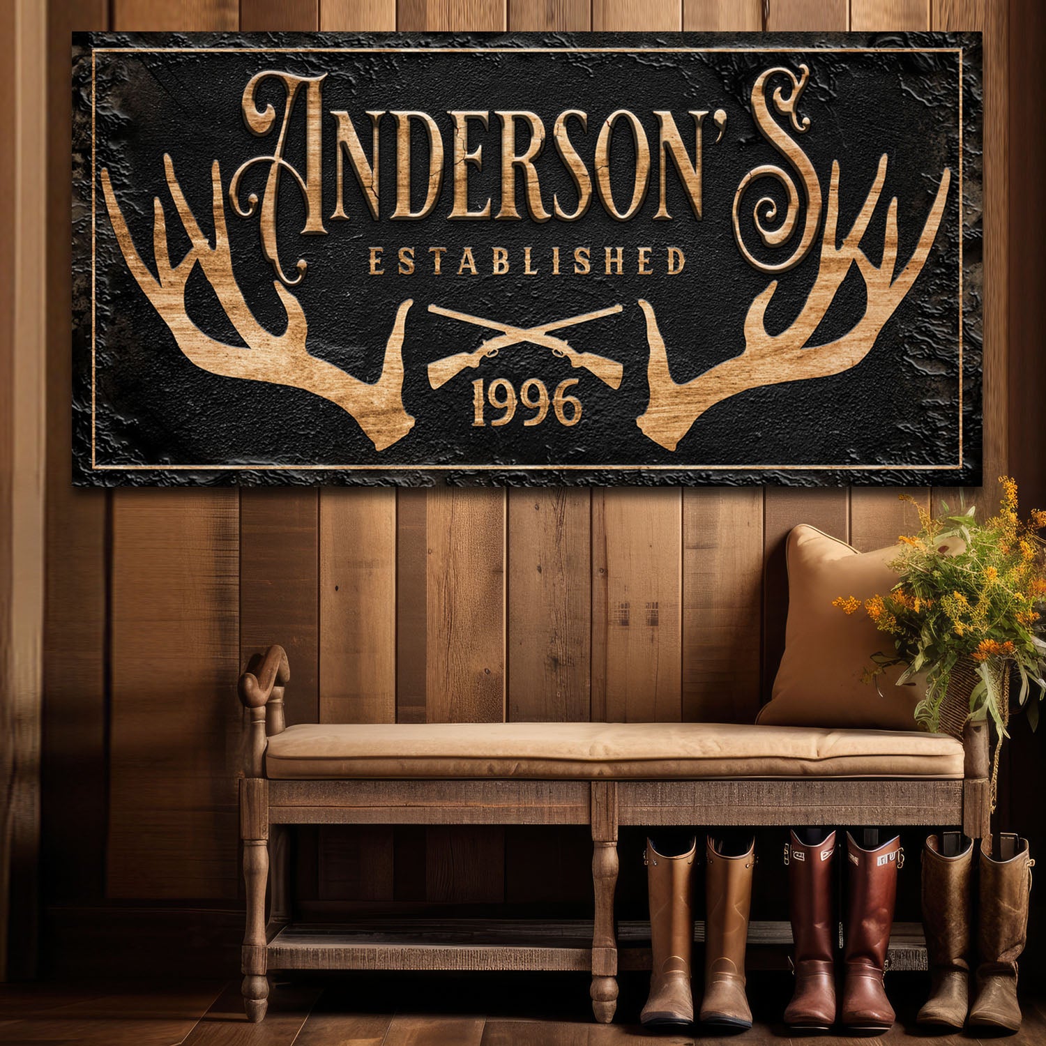 Personalized Family Antler Sign II on sale at MyriadMart