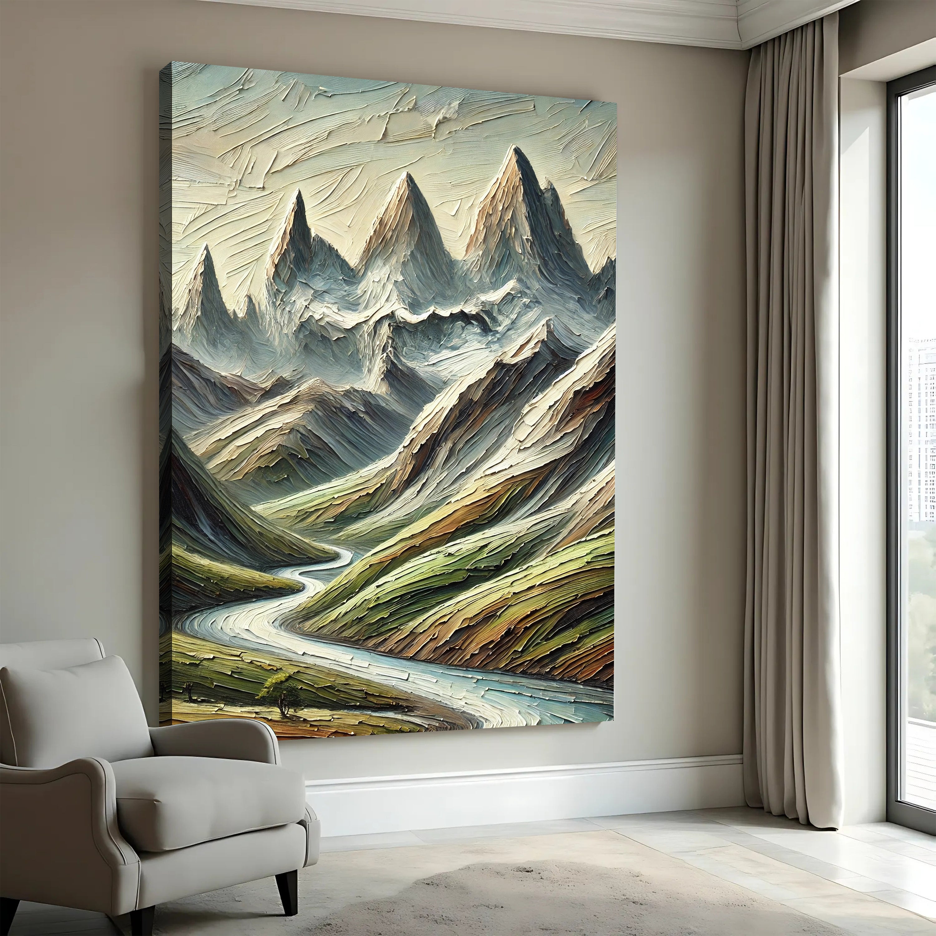 Abstract Mountain and River Landscape Wall Art II on sale at MyriadMart