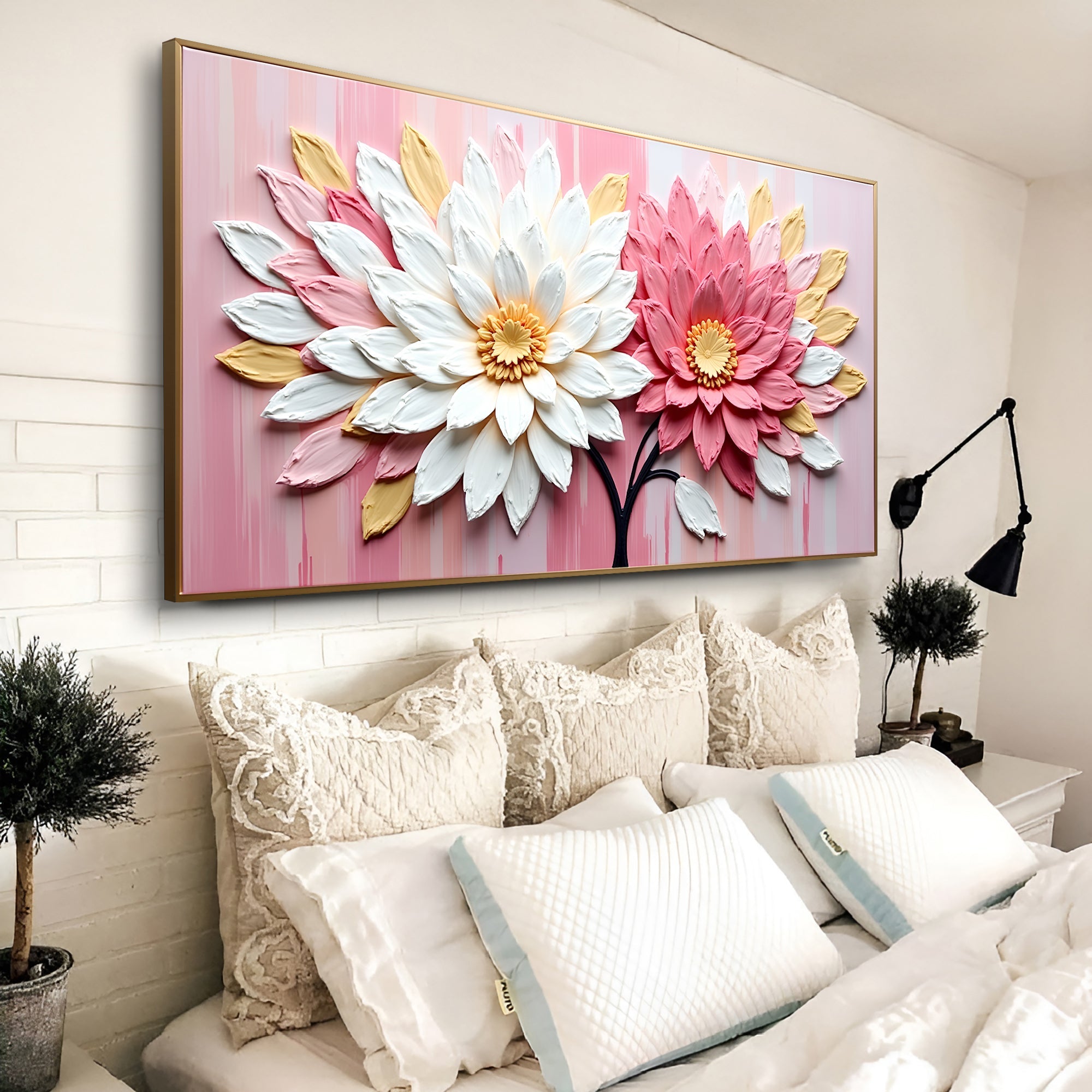 Blushing Blooms Pink Impasto Wall Art on sale at MyriadMart