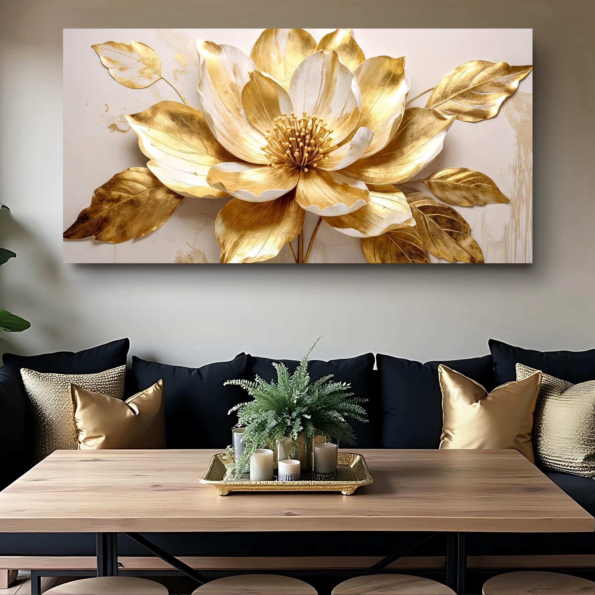 Golden Dandelion Minimalist Abstract Wall Art VIII on sale at MyriadMart
