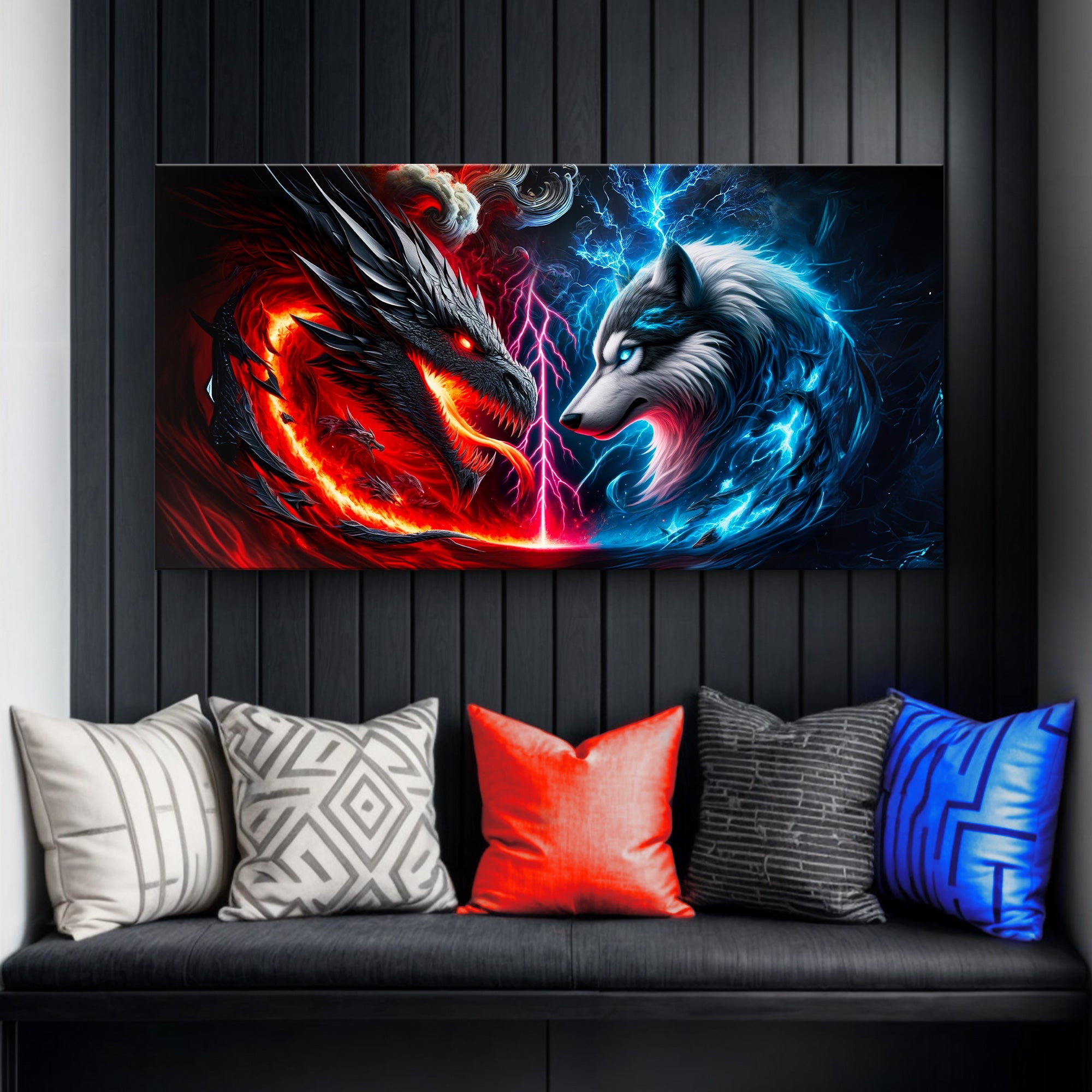 3D Dragon and Wolf Wall Art VI on sale at MyriadMart