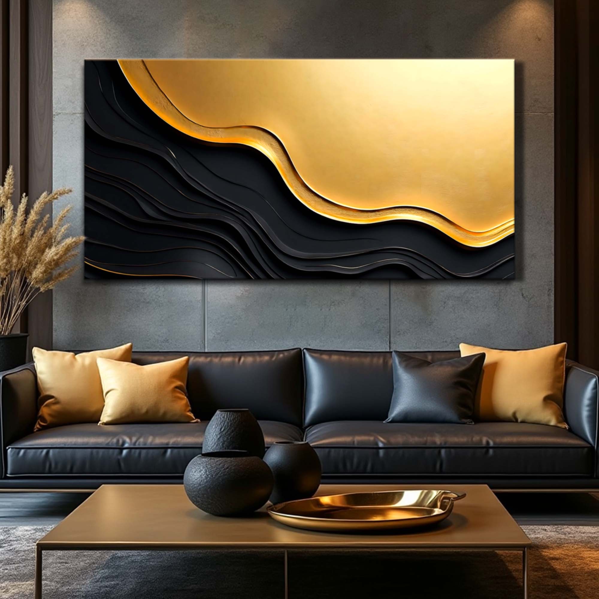 Black And Gold Minimalist Abstract V on sale at MyriadMart