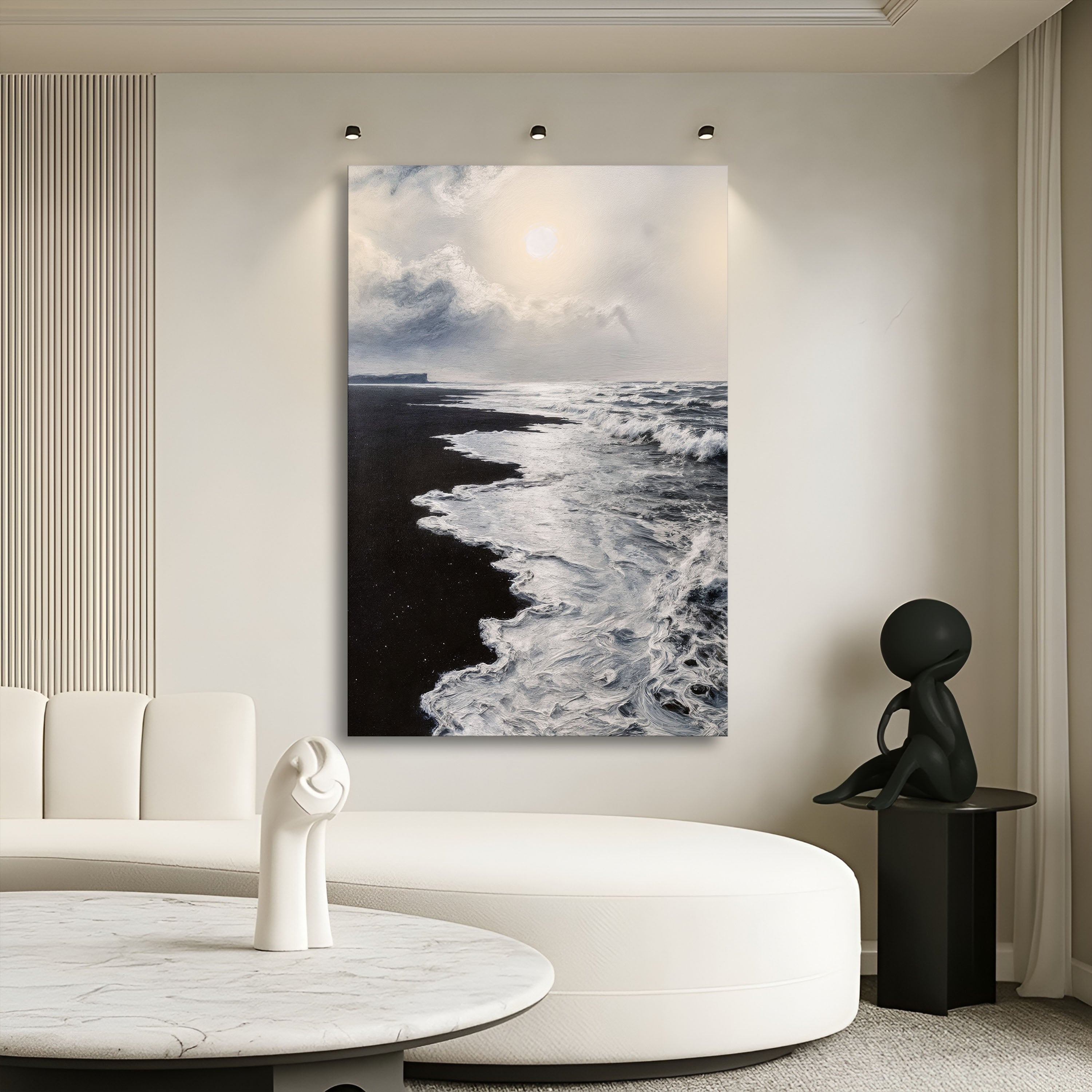 Black & White Waves Abstract Wall Art on sale at MyriadMart