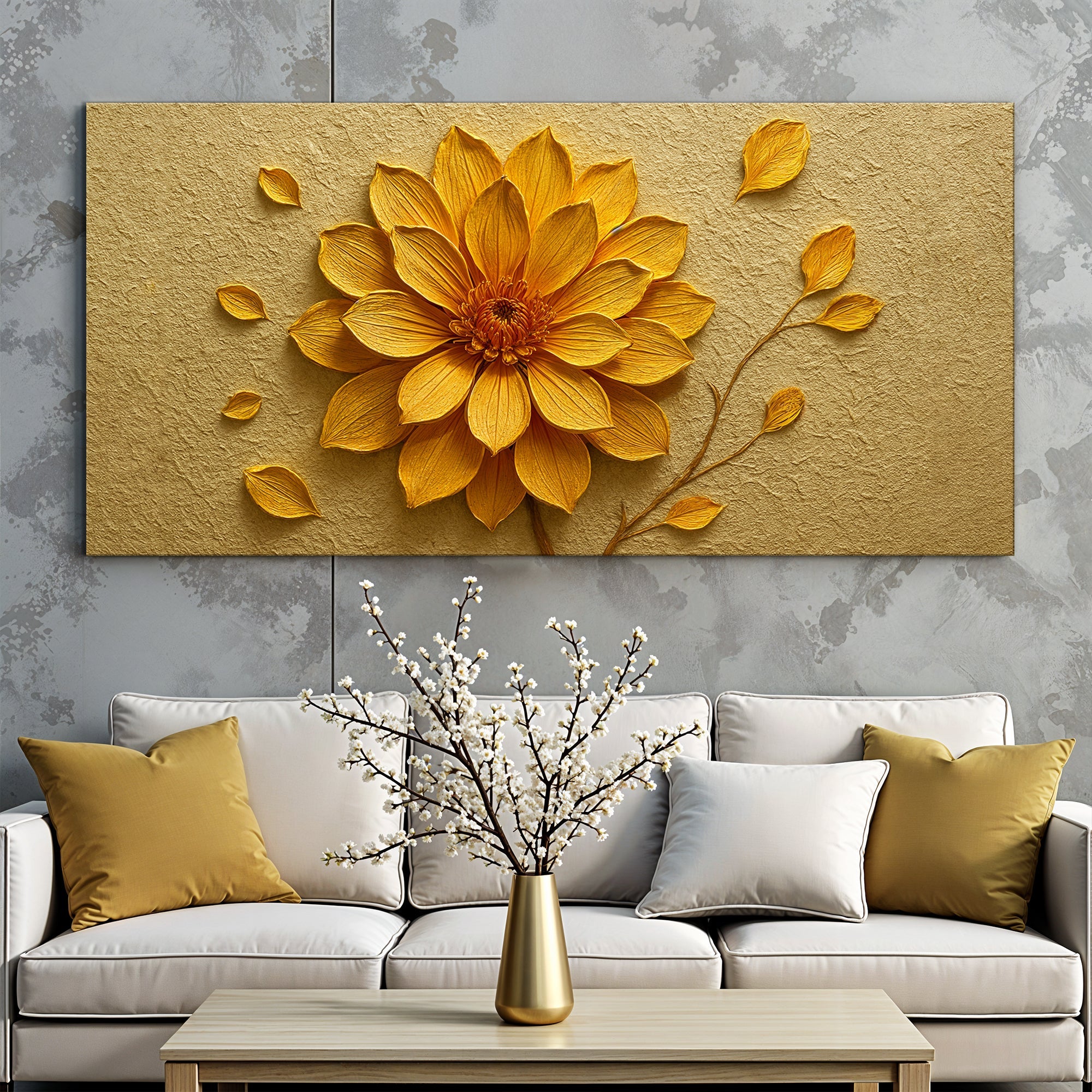 Golden Dandelion Minimalist Abstract Wall Art IV on sale at MyriadMart