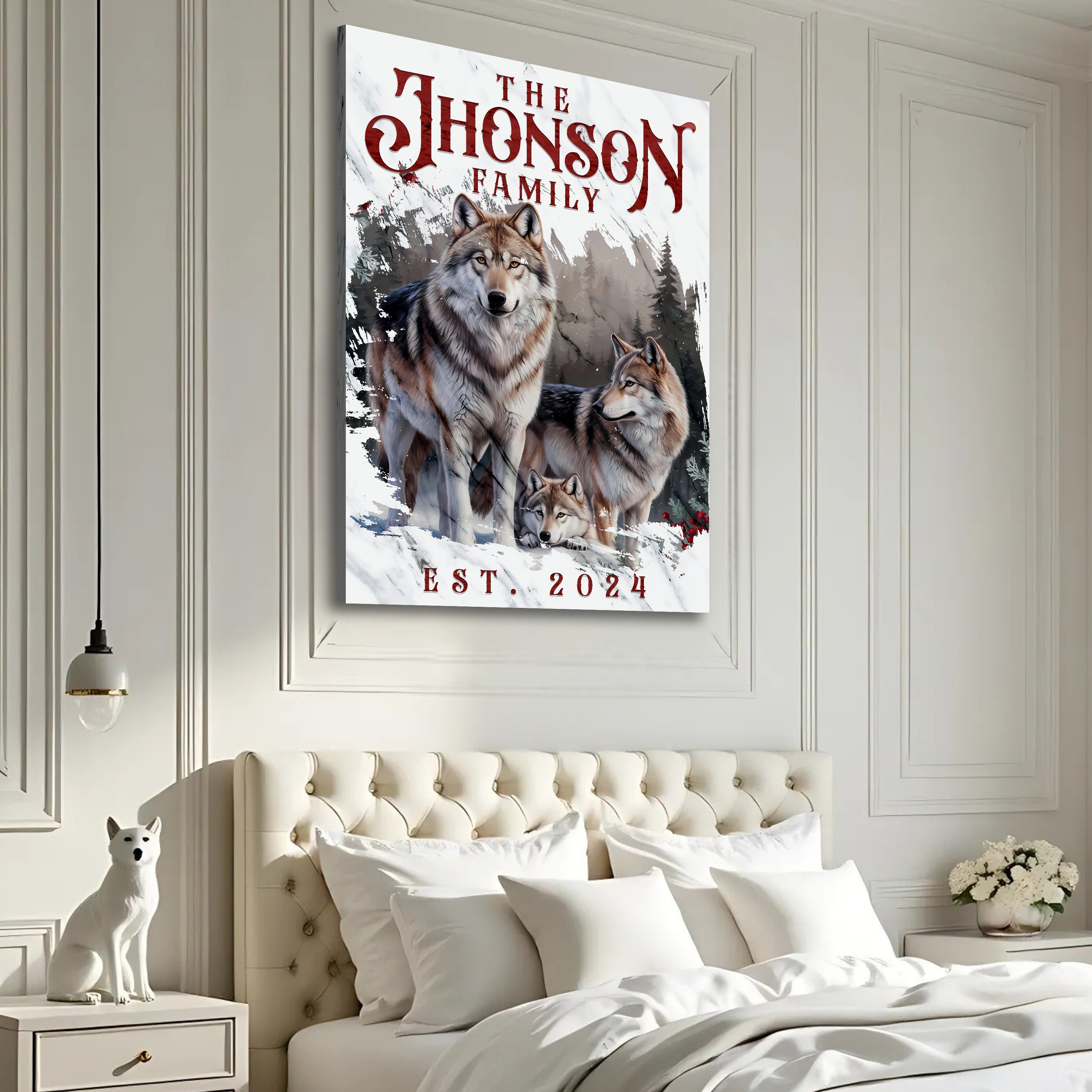 Personalized Wolf Family Wall Art on sale at MyriadMart