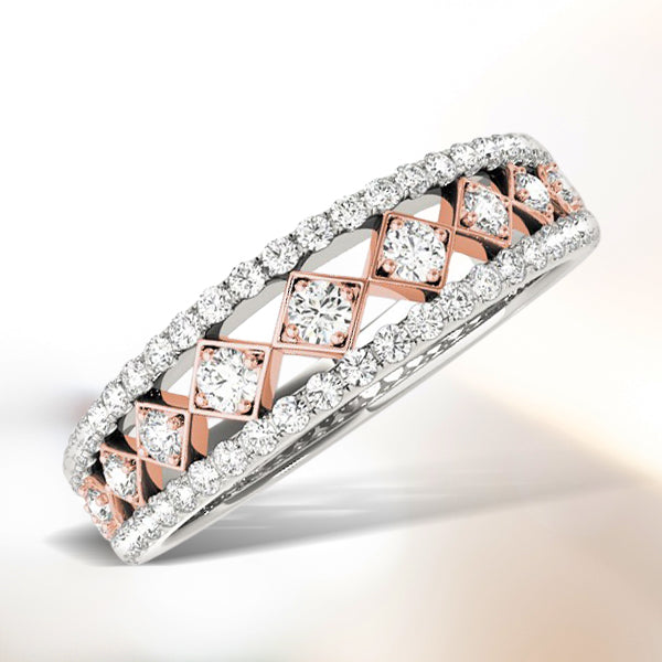 14k White And Rose Gold Diamond Band 3/8 cttw on sale at MyriadMart