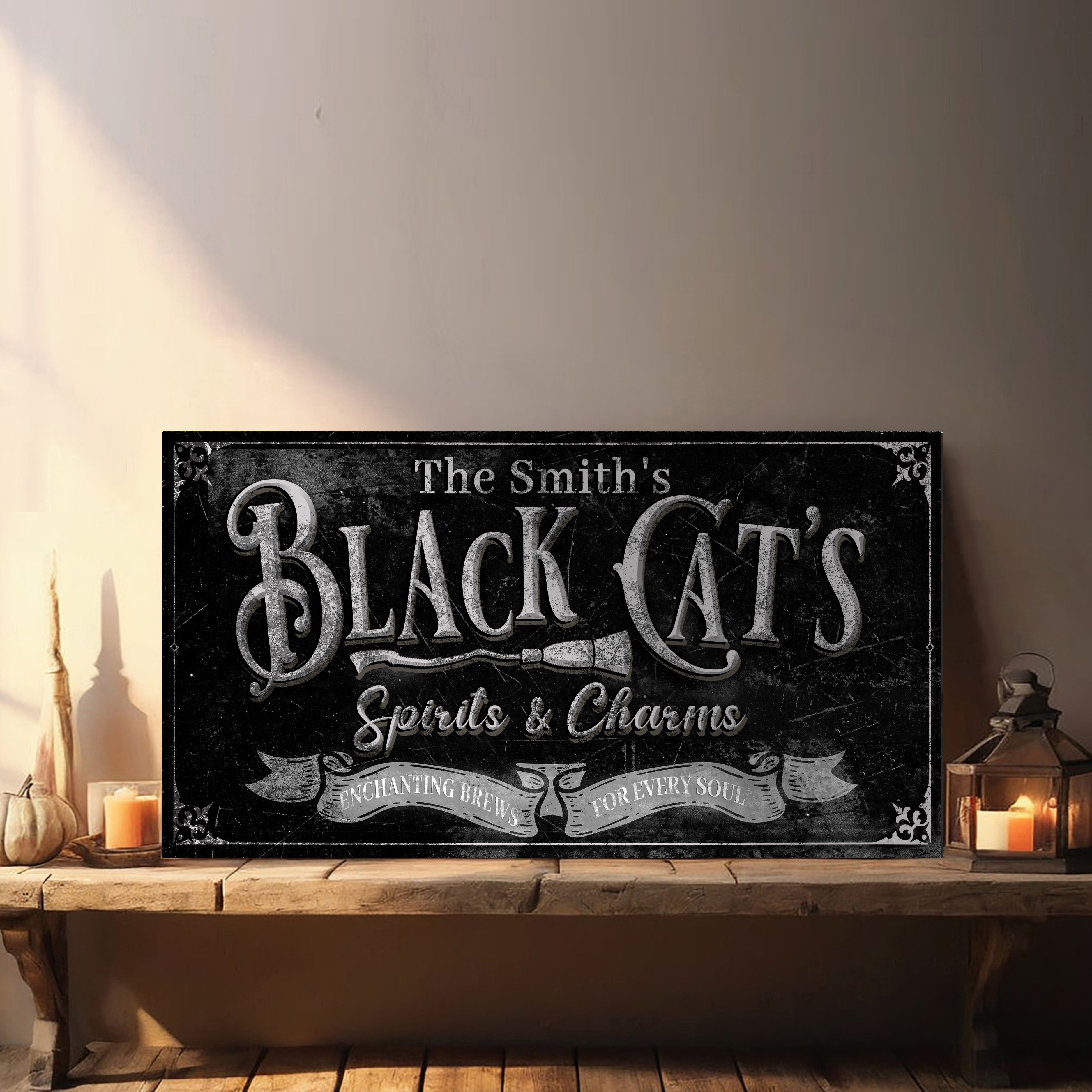 Black Cat’s Spirits & Charms Bar Halloween Sign III on sale at MyriadMart