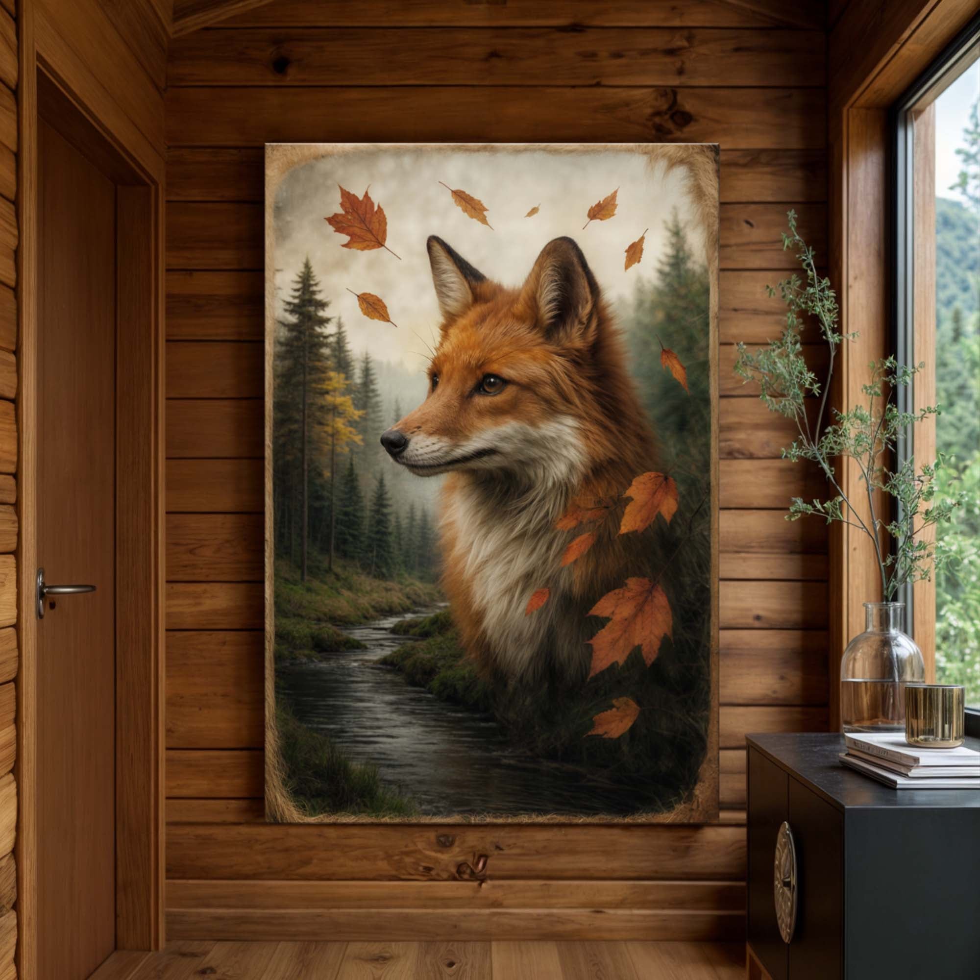 Autumn Fox Double Exposure Wall Art on sale at MyriadMart