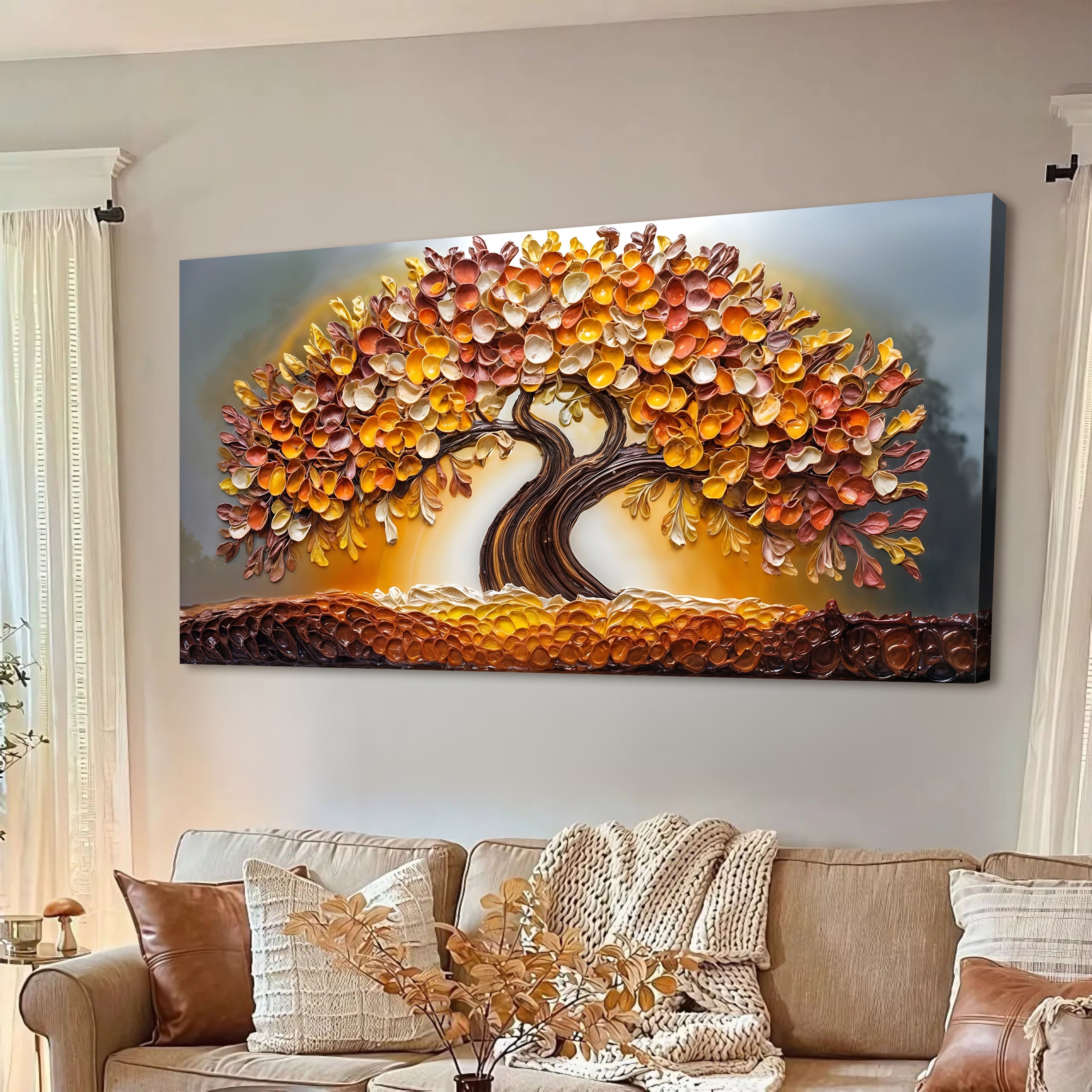 Golden Autumn Impasto Wall Art on sale at MyriadMart