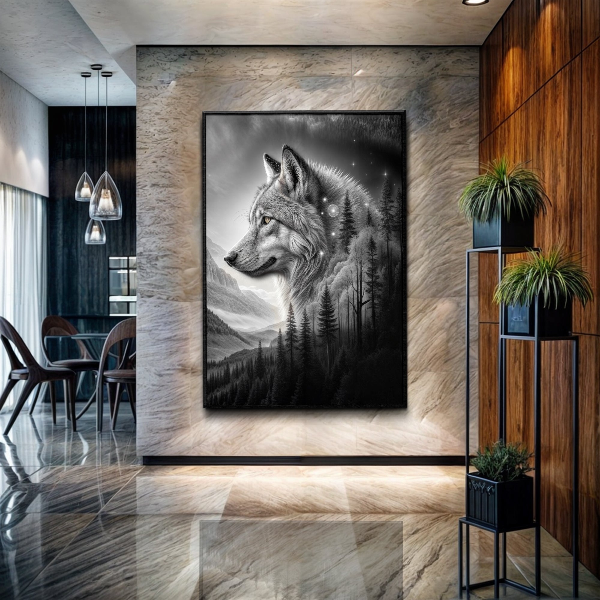 Wolf Double Exposure Wall Art II on sale at MyriadMart