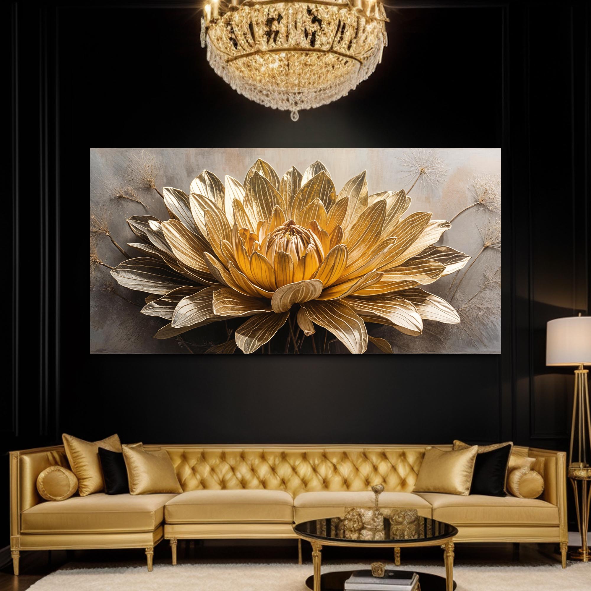 Golden Dandelion Minimalist Abstract Wall Art VII on sale at MyriadMart