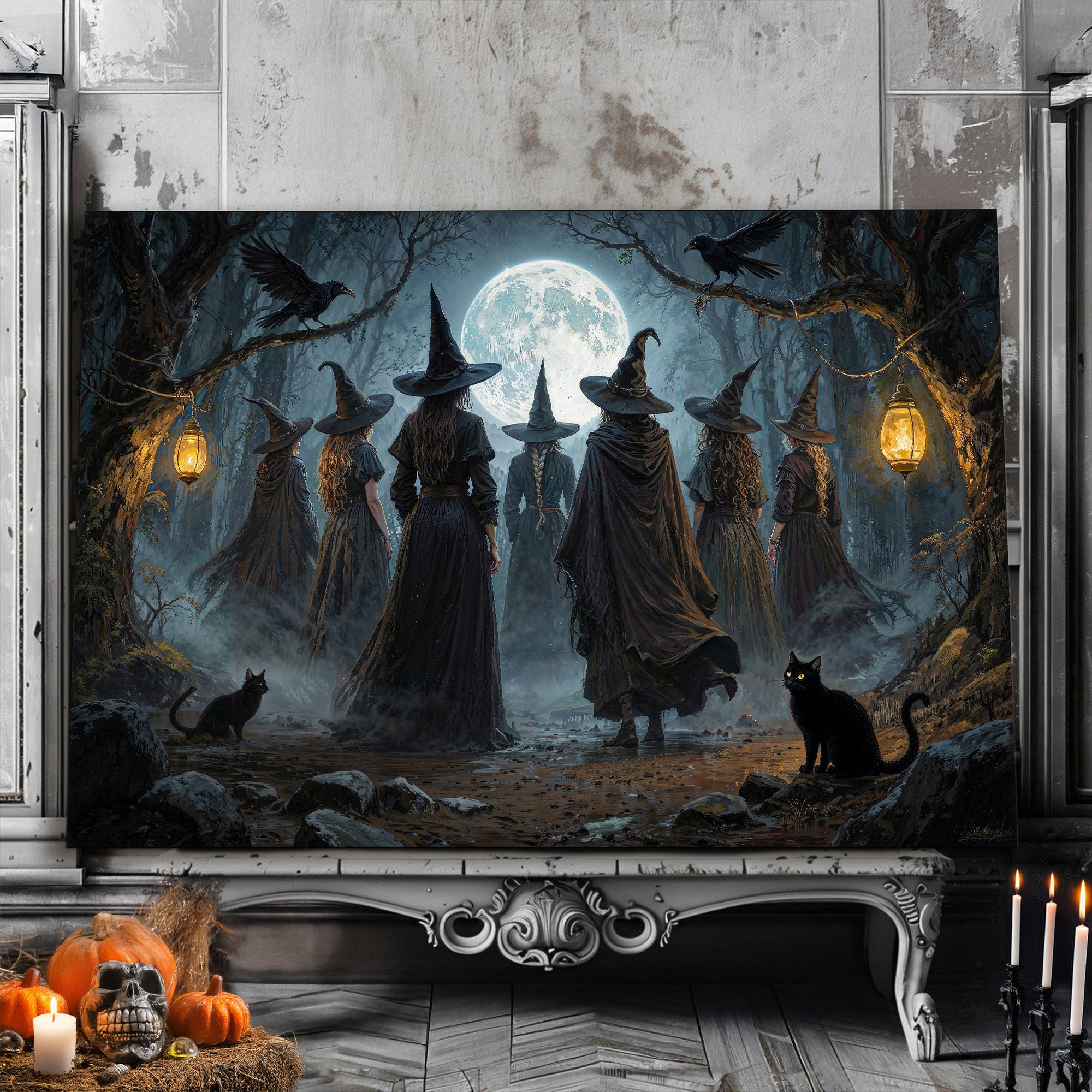 Coven of Witches Halloween Wall Art on sale at MyriadMart