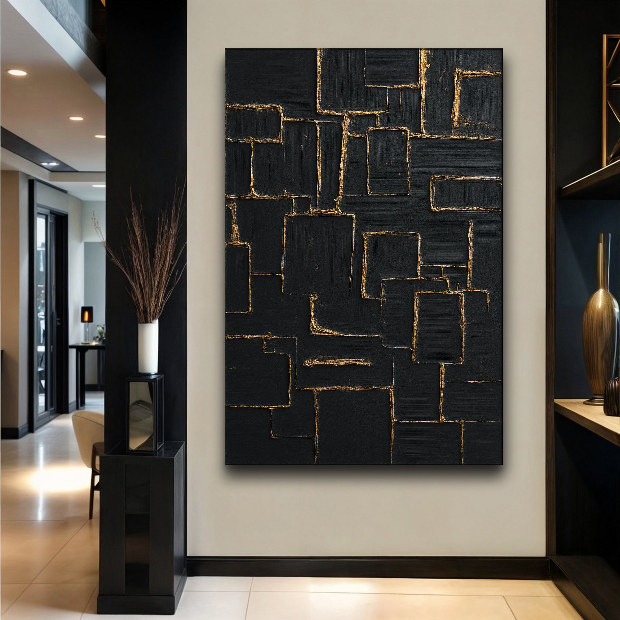 Contemporary Black and Gold Wall Art on sale at MyriadMart