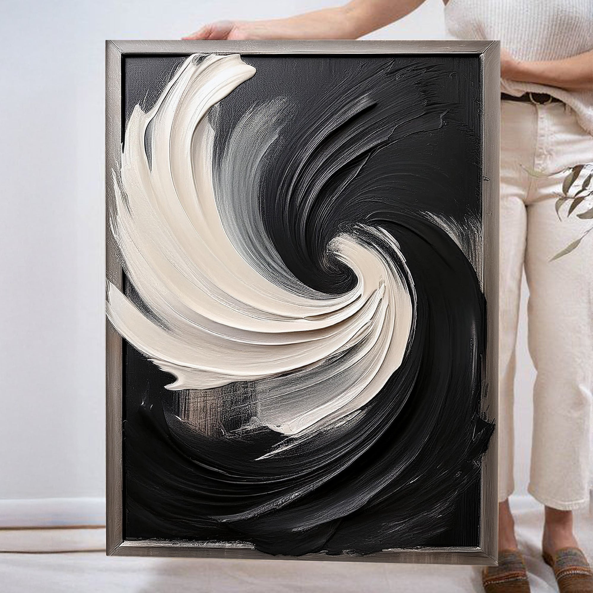 Black and White Vortex Abstract Wall Art on sale at MyriadMart