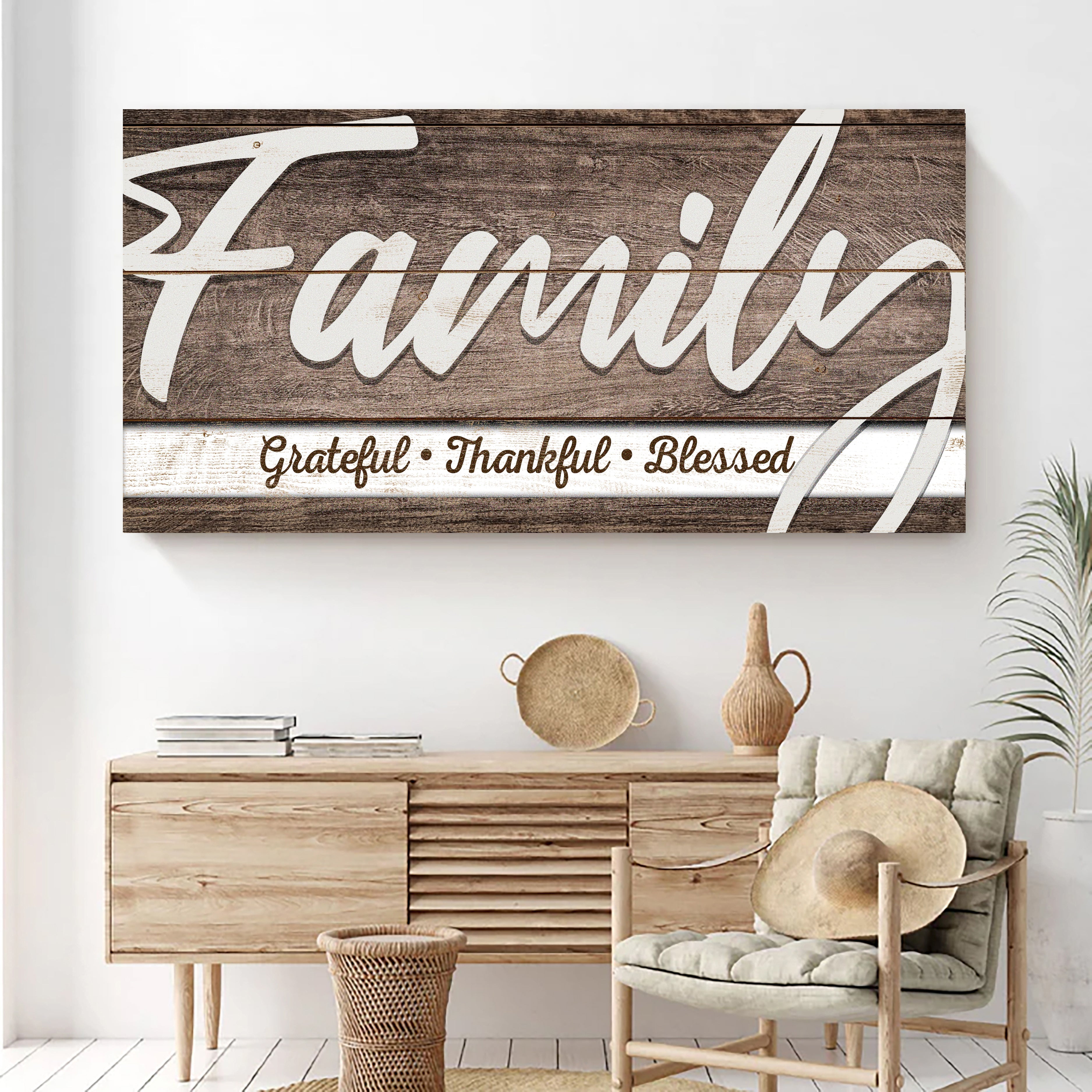 Grateful Thankful Blessed Family Sign III on sale at MyriadMart