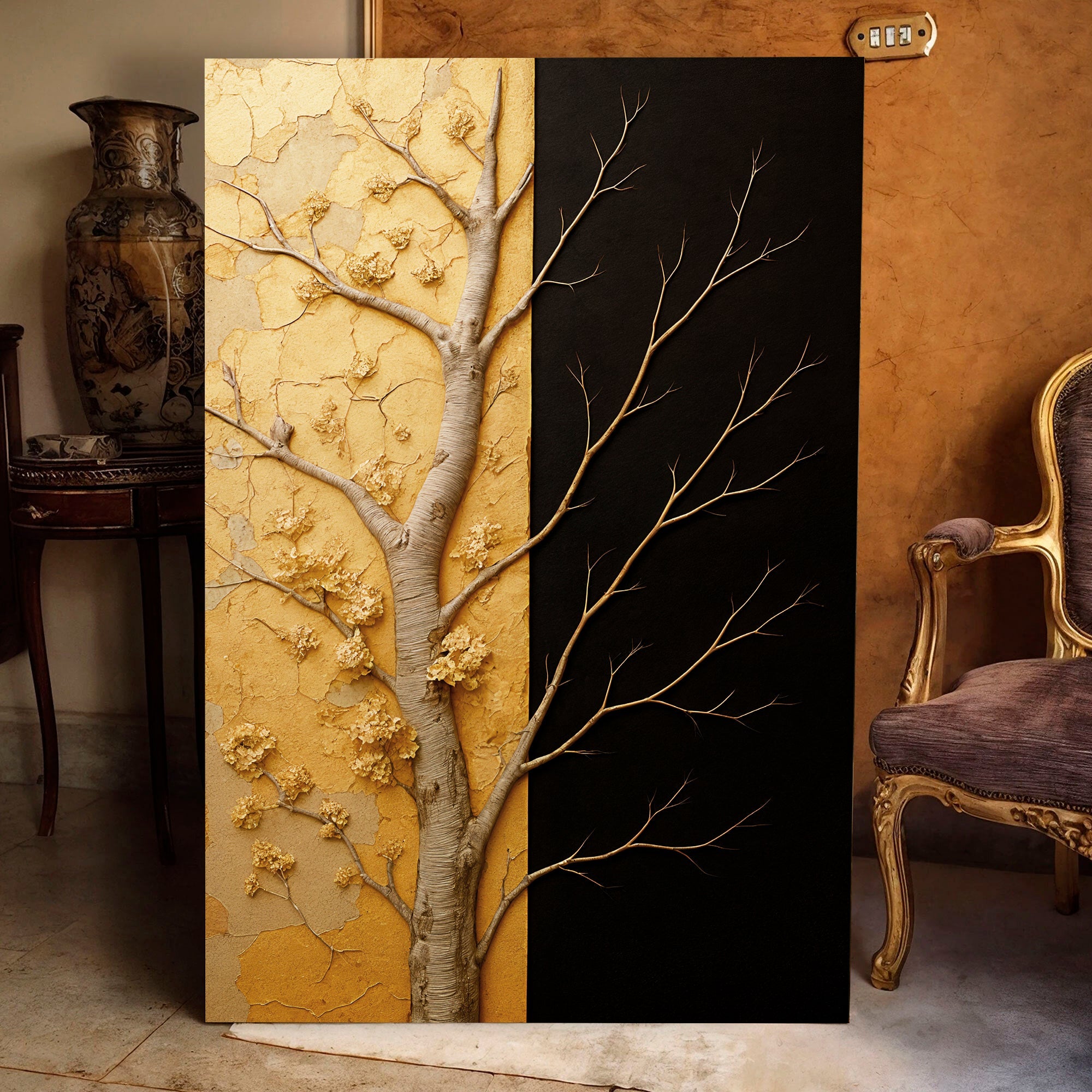 Golden Eclipse Impasto Wall Art on sale at MyriadMart
