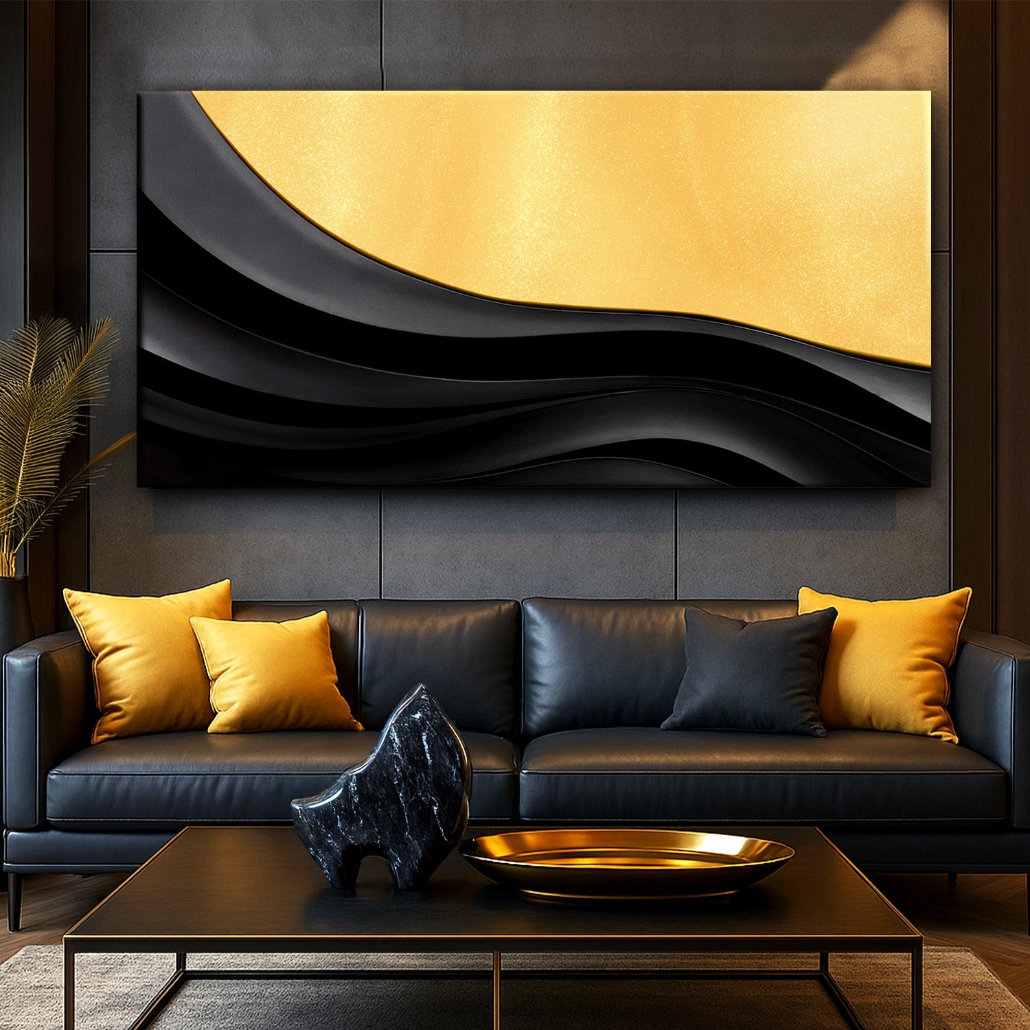 Black And Gold Minimalist Abstract VIII on sale at MyriadMart