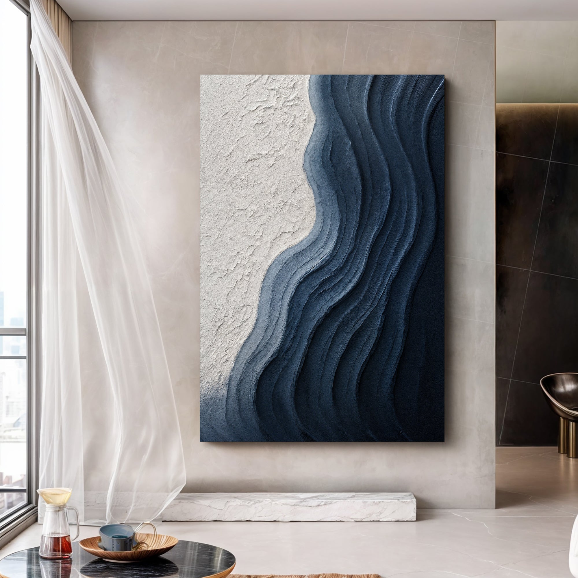 Abstract Minimalist Wave Impasto Wall Art on sale at MyriadMart