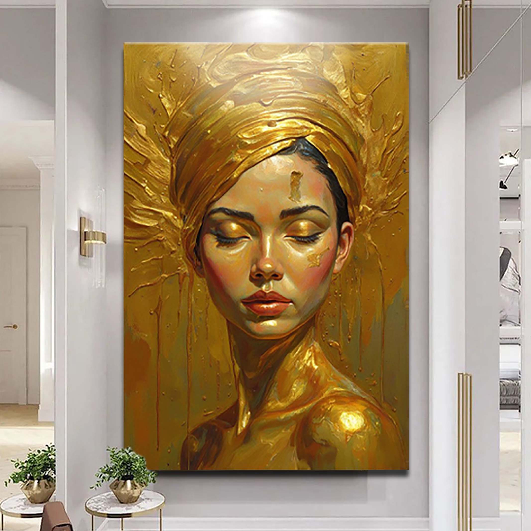 Woman's Golden Serenity Wall Art on sale at MyriadMart