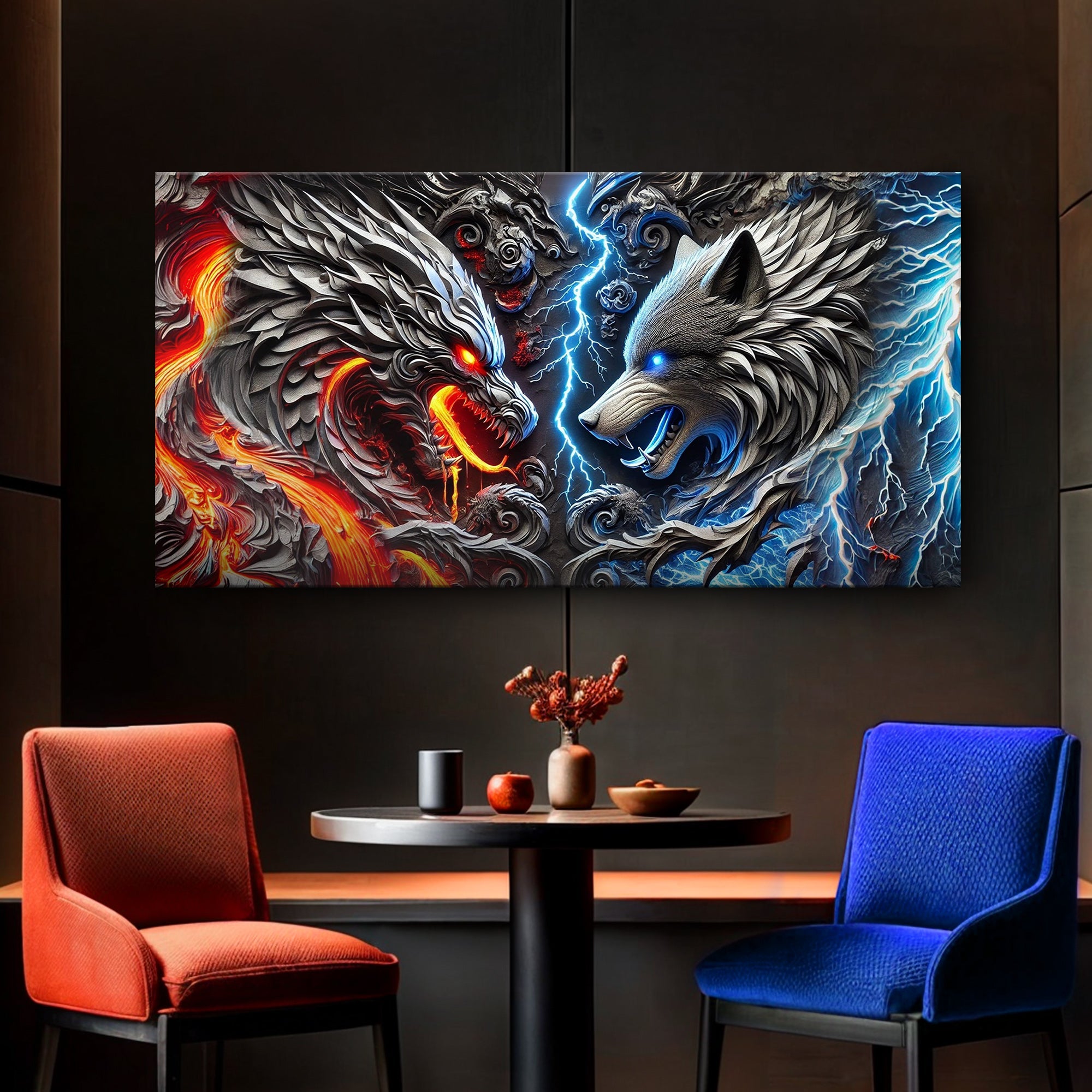 3D Dragon and Wolf Wall Art IV on sale at MyriadMart