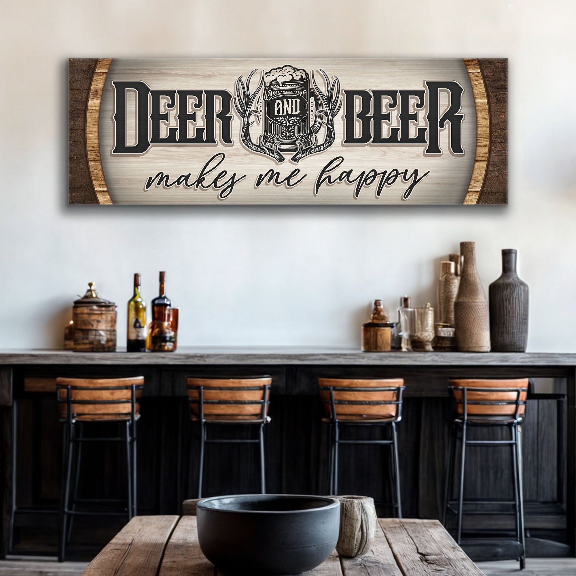 Deer And Beer Make Me Happy Hunting Sign II on sale at MyriadMart