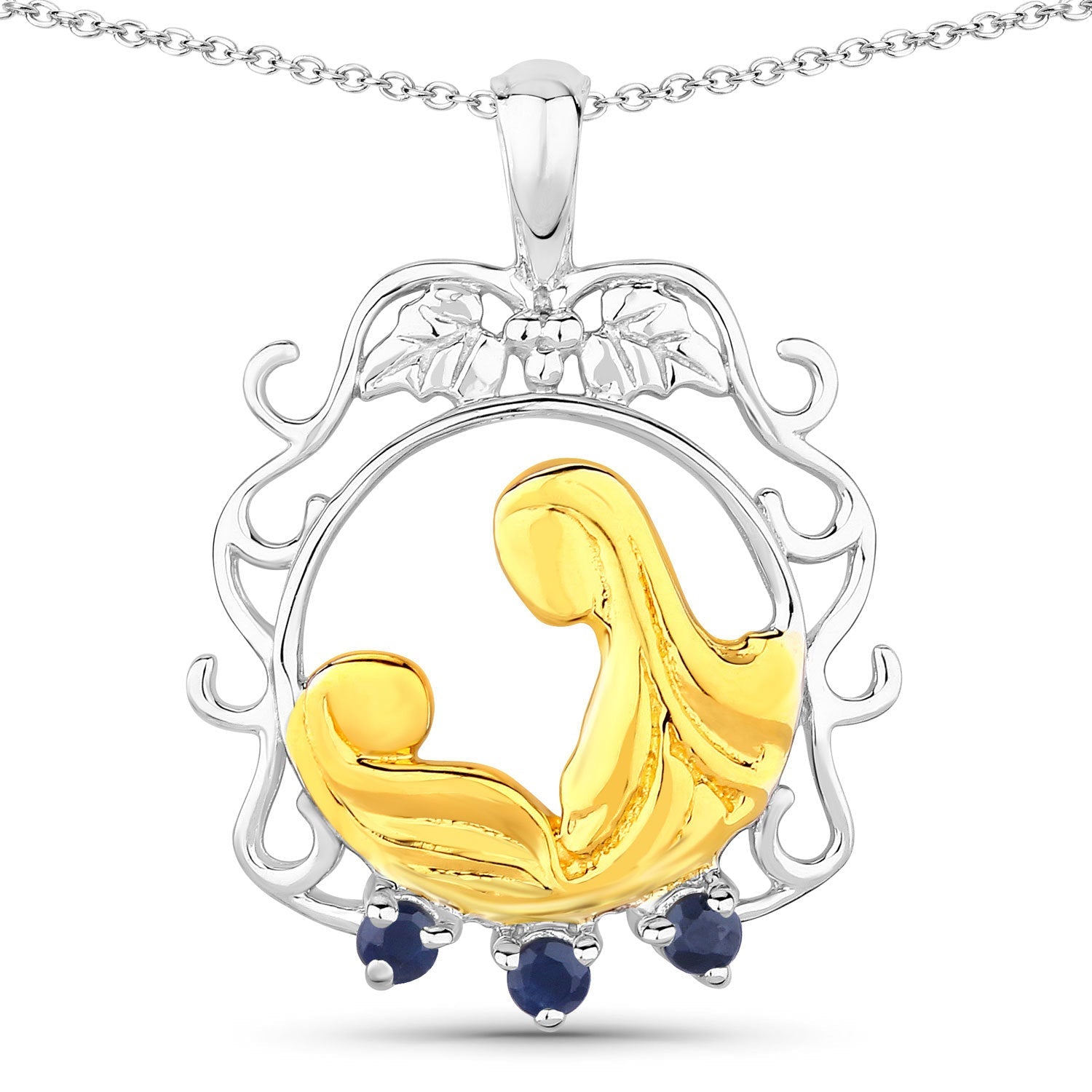 0.12 Carat Genuine Blue Sapphire .925 Sterling Silver Pendant on sale at MyriadMart