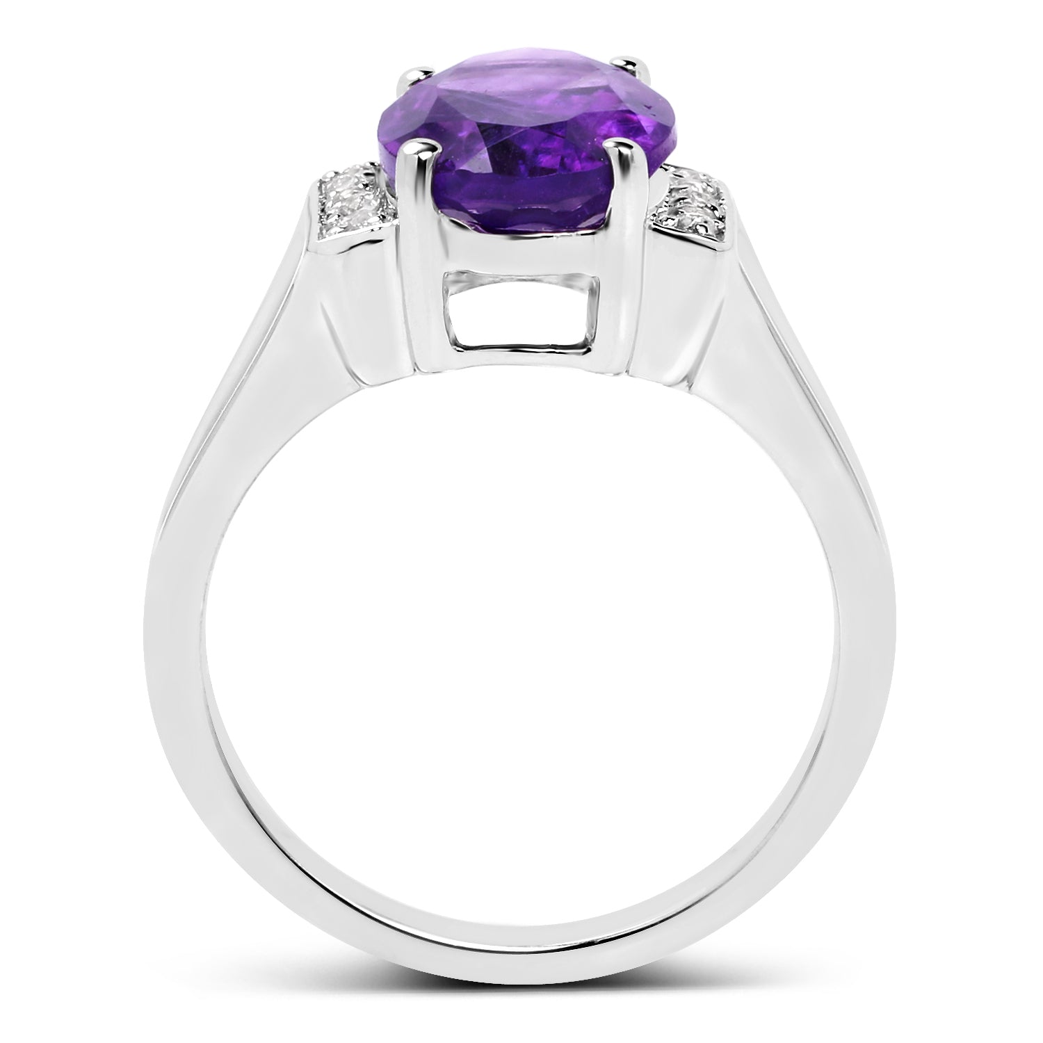 3.12 Carat Genuine Amethyst and White Topaz .925 Sterling Silver Ring on sale at MyriadMart