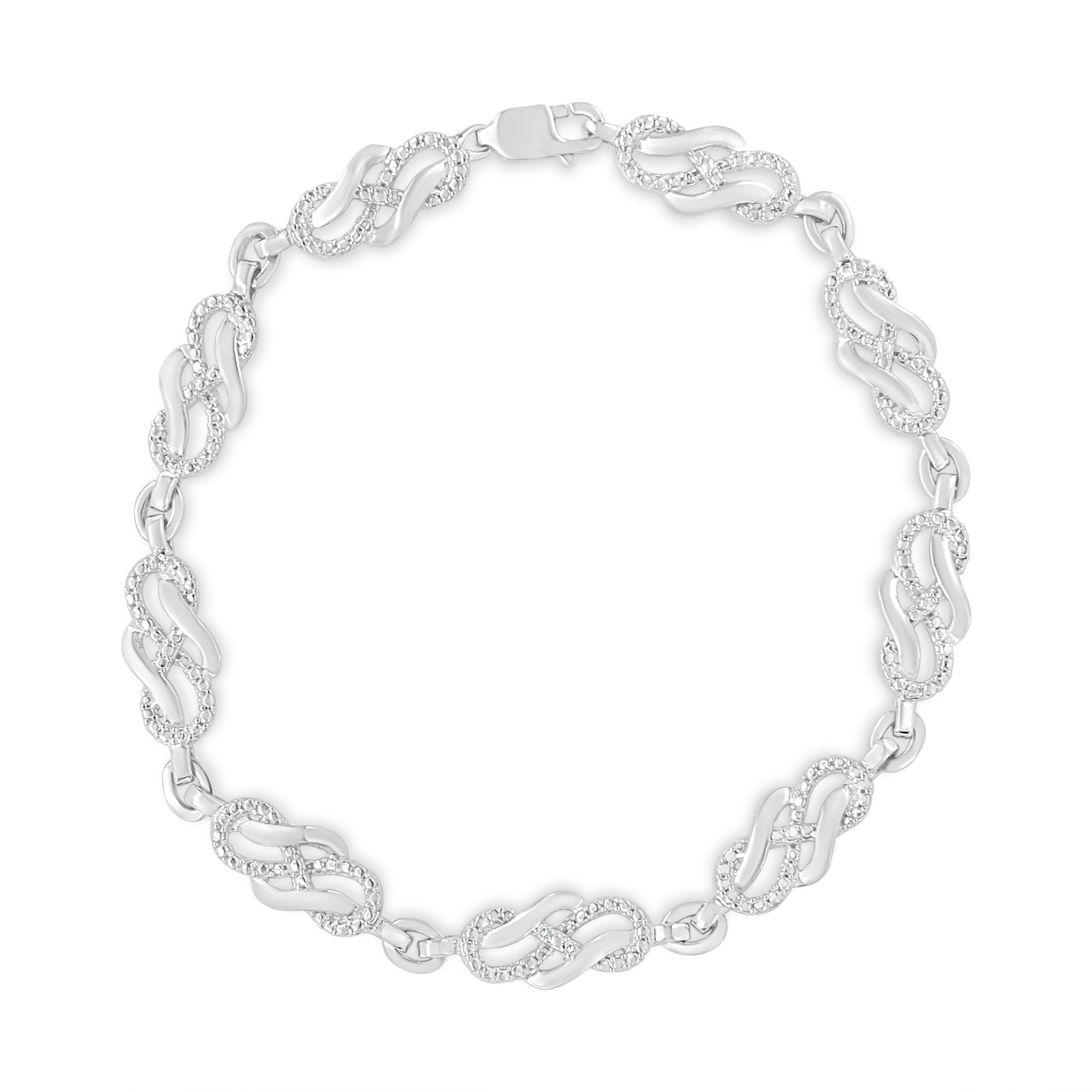 .925 Sterling Silver Prong Set Diamond Accent Infinity Weave Link 7.25" Bracelet I-J Color, I3 Clarity on sale at MyriadMart