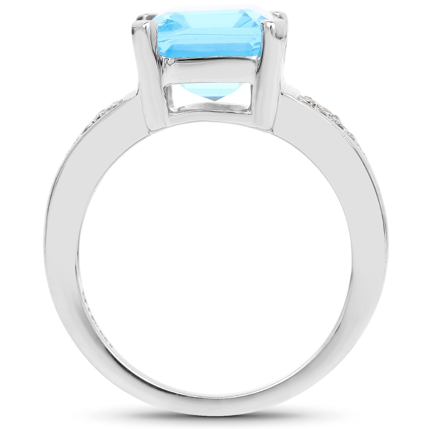 5.75 Carat Genuine Swiss Blue Topaz and White Topaz .925 Sterling Silver Ring on sale at MyriadMart