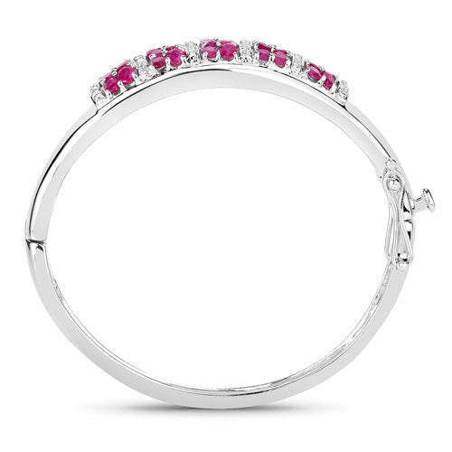 6.65 Carat Genuine Ruby and White Topaz .925 Sterling Silver Bracelet on sale at MyriadMart