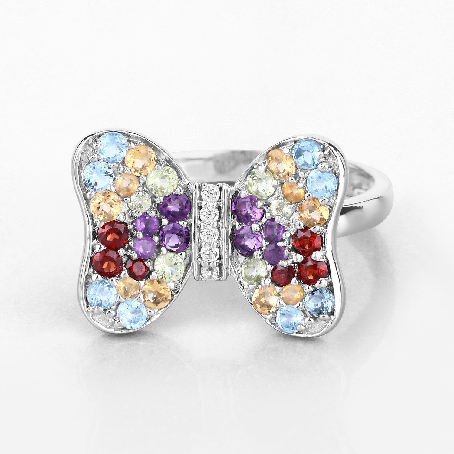 1.18 Carat Genuine Multi Stones .925 Sterling Silver Ring on sale at MyriadMart