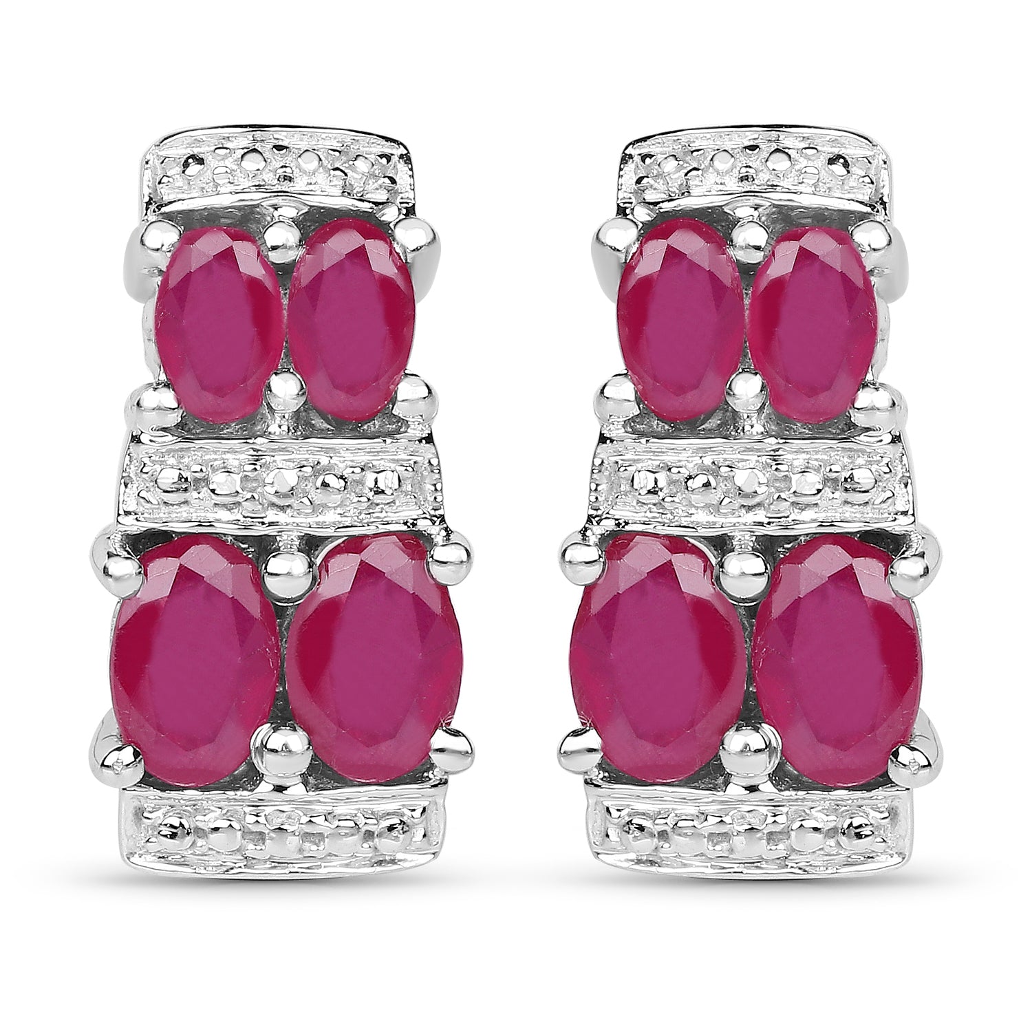 3.20 Carat Glass Filled Ruby .925 Sterling Silver Earrings on sale at MyriadMart