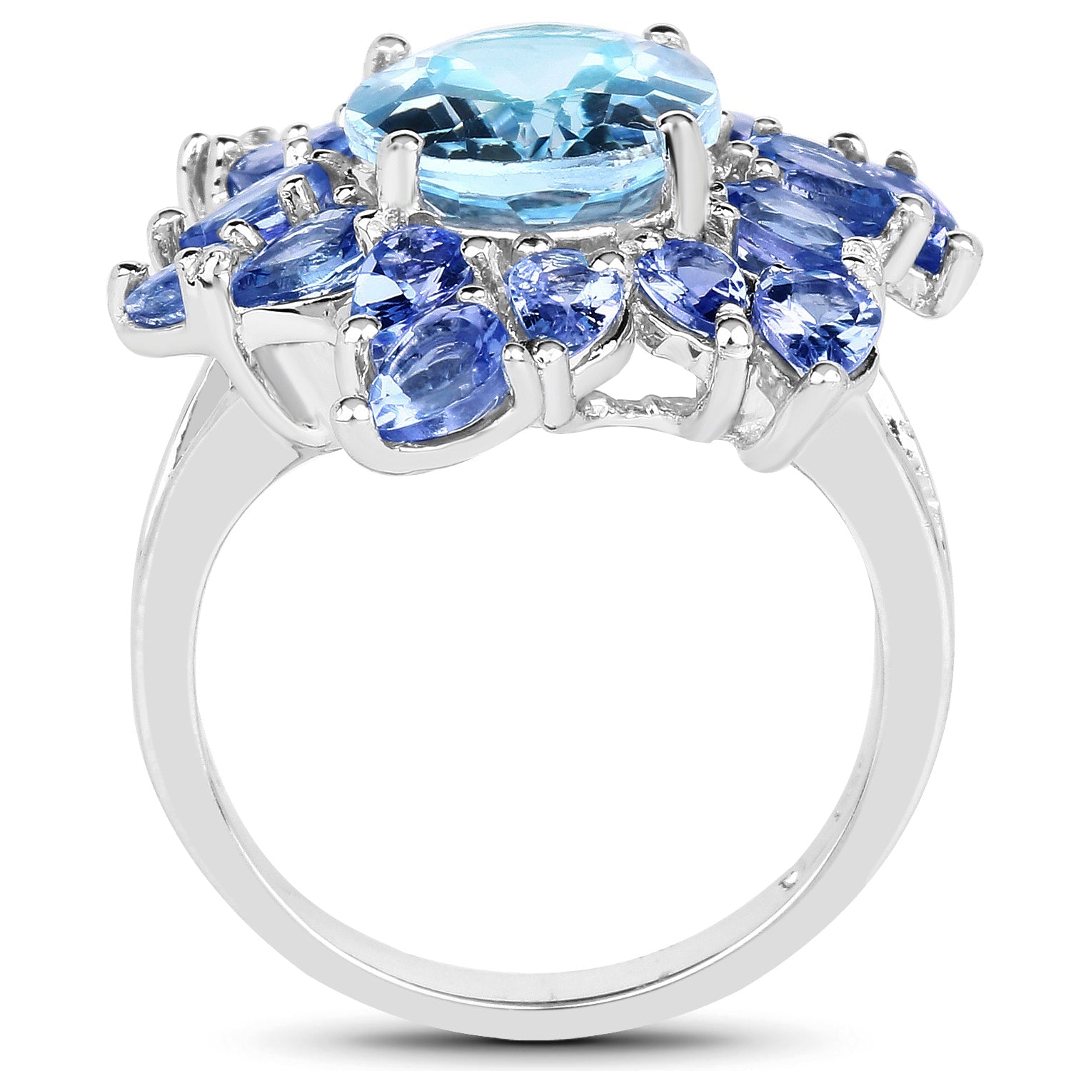 6.52 Carat Genuine Blue Topaz & Tanzanite .925 Sterling Silver Ring on sale at MyriadMart