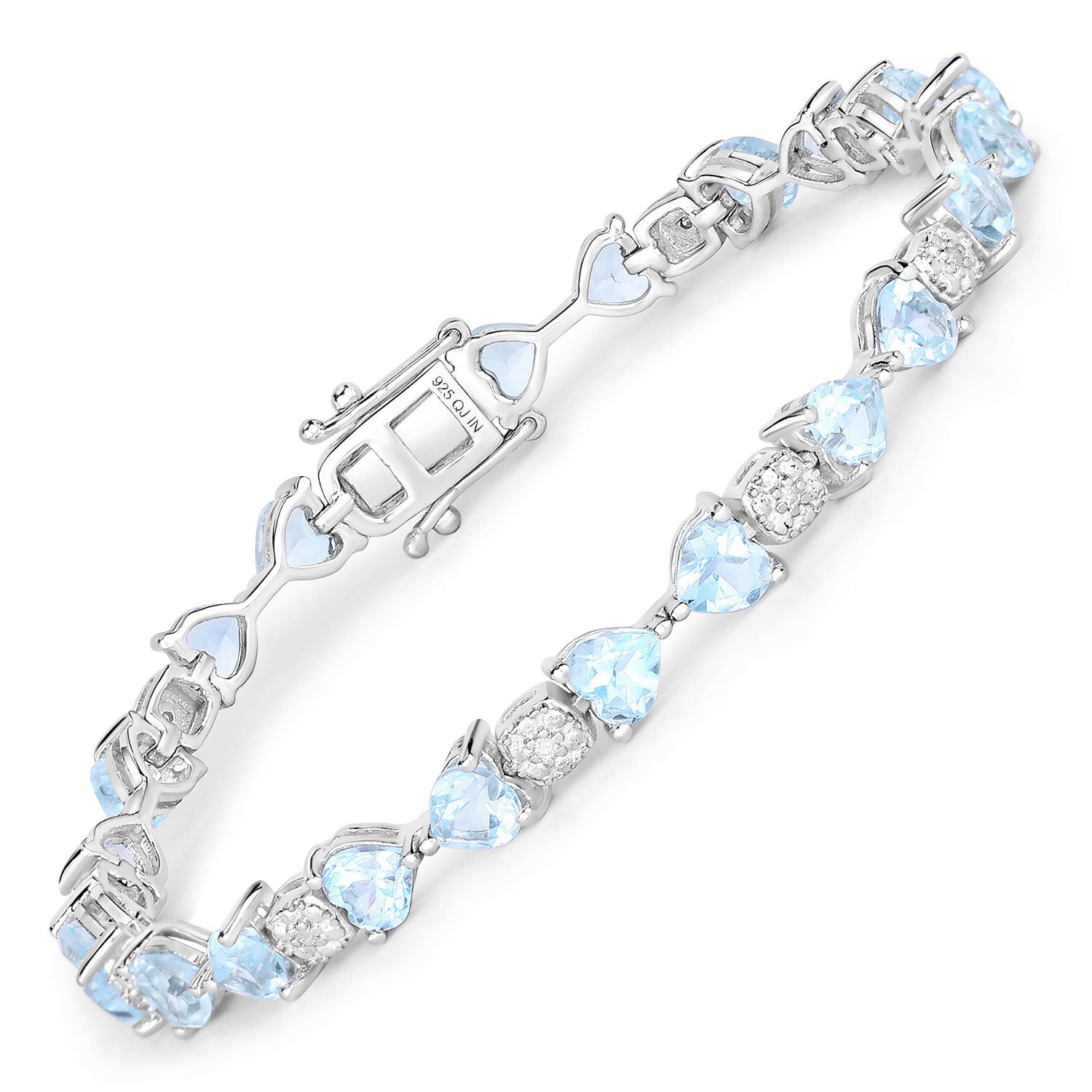 11.10 Carat Genuine Blue Topaz and White Diamond .925 Sterling Silver Bracelet on sale at MyriadMart