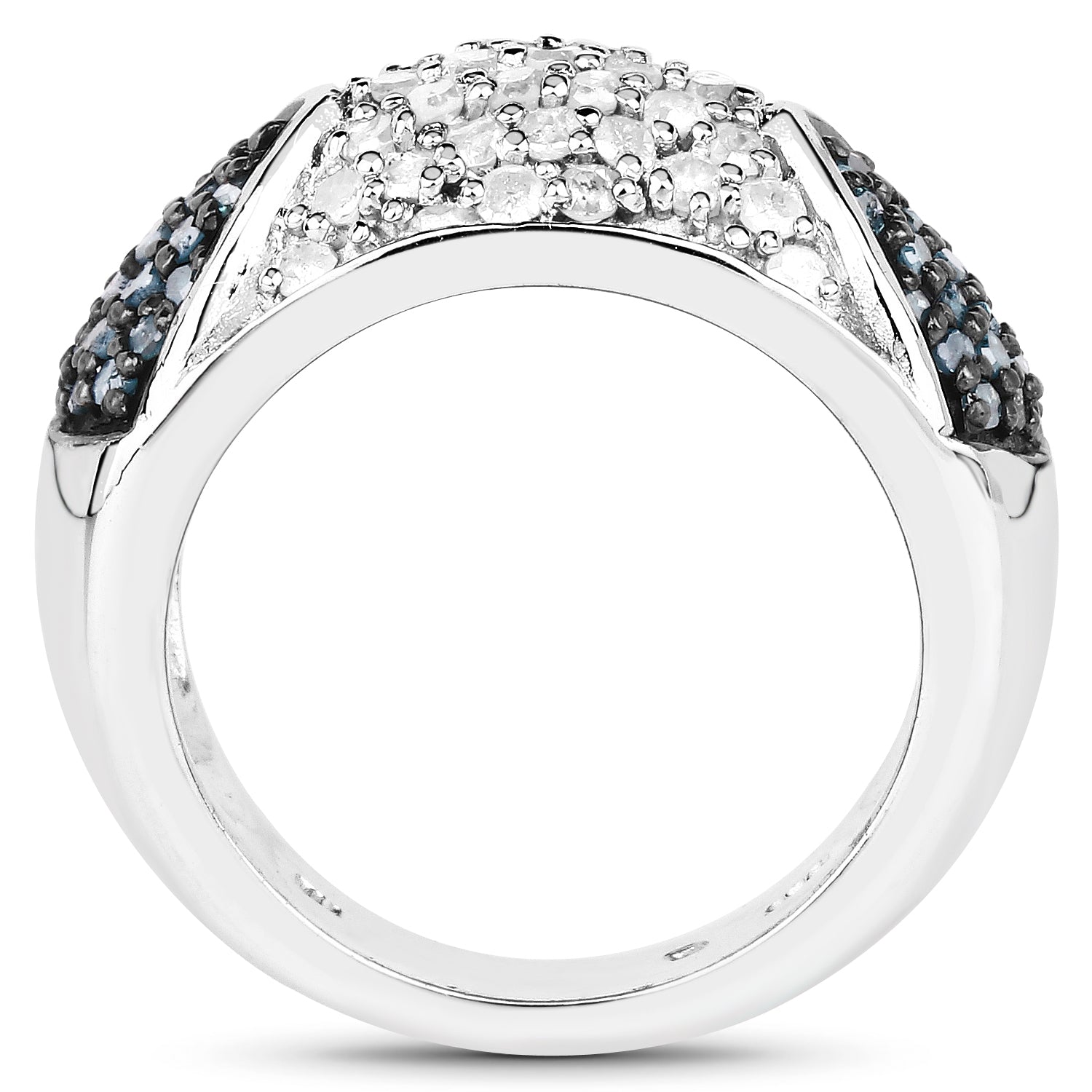 0.94 Carat Genuine Blue Diamond and White Diamond .925 Sterling Silver Ring on sale at MyriadMart