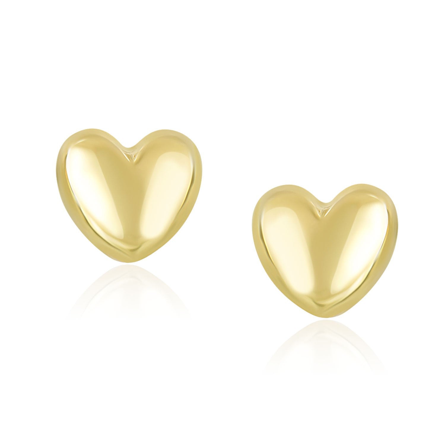 14k Yellow Gold Puffed Heart Shape Shiny Earrings on sale at MyriadMart