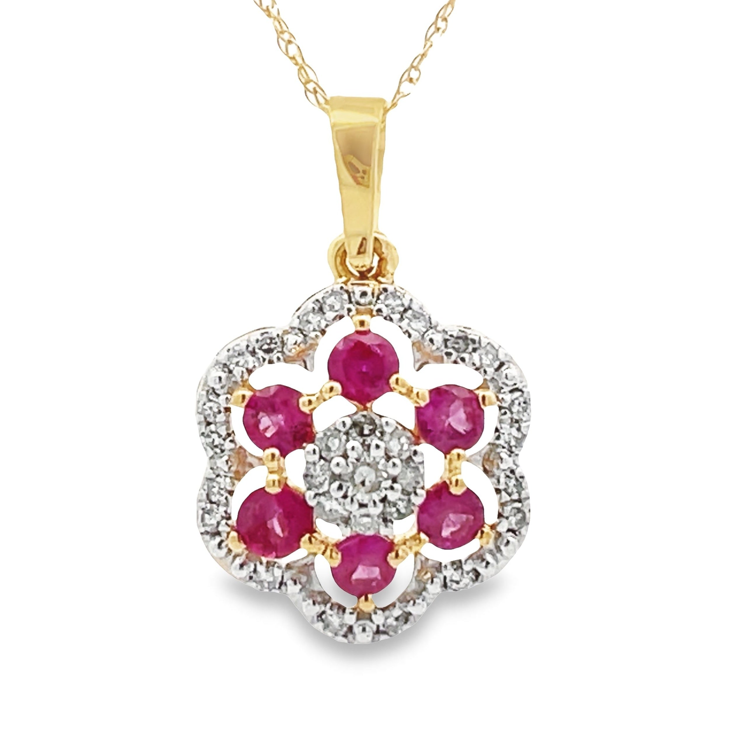 .46ct Ruby Diamond Fashion Pendants 10KT Yellow Gold on sale at MyriadMart