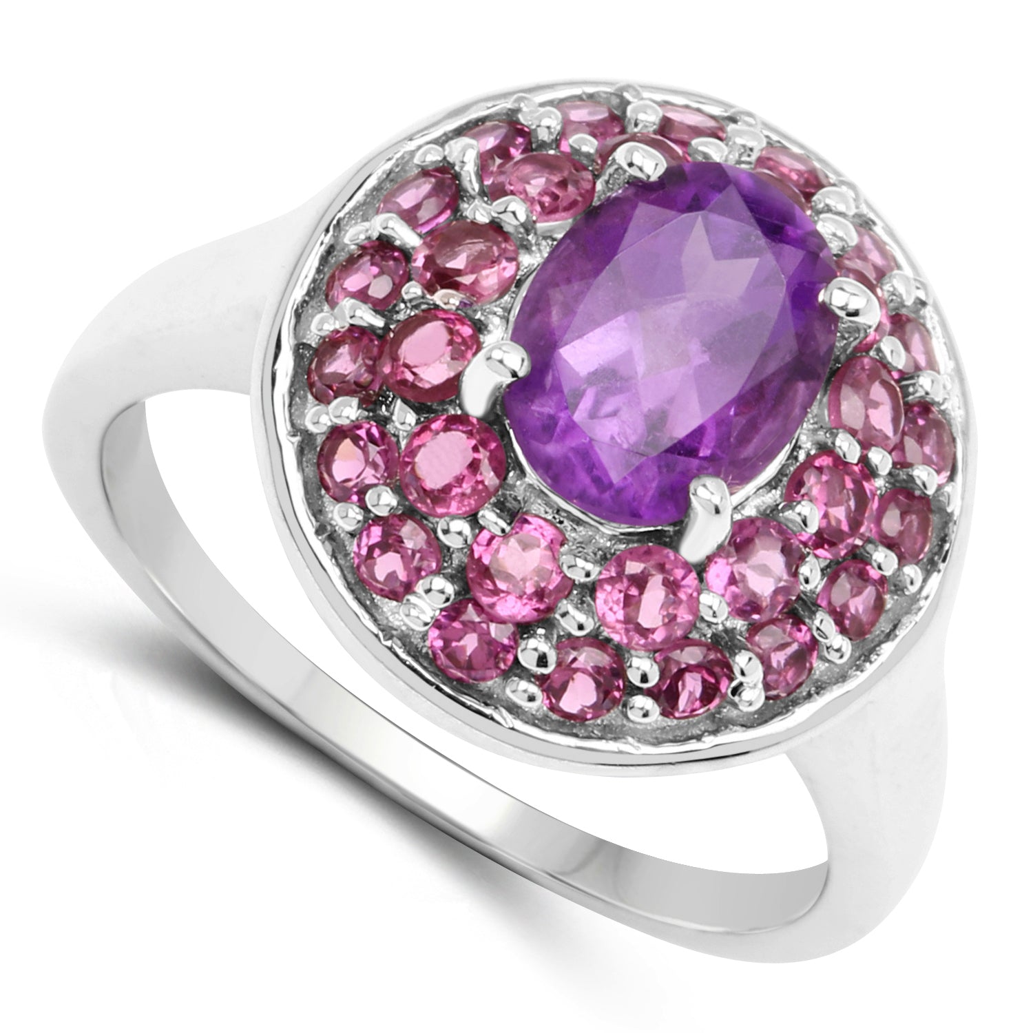 2.48 Carat Genuine Amethyst and Rhodolite .925 Sterling Silver Ring on sale at MyriadMart