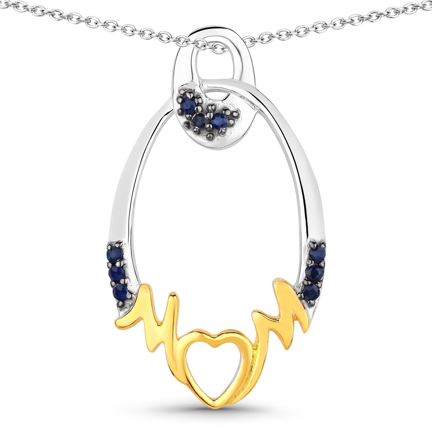 0.18 Carat Genuine Blue Sapphire .925 Sterling Silver Pendant on sale at MyriadMart