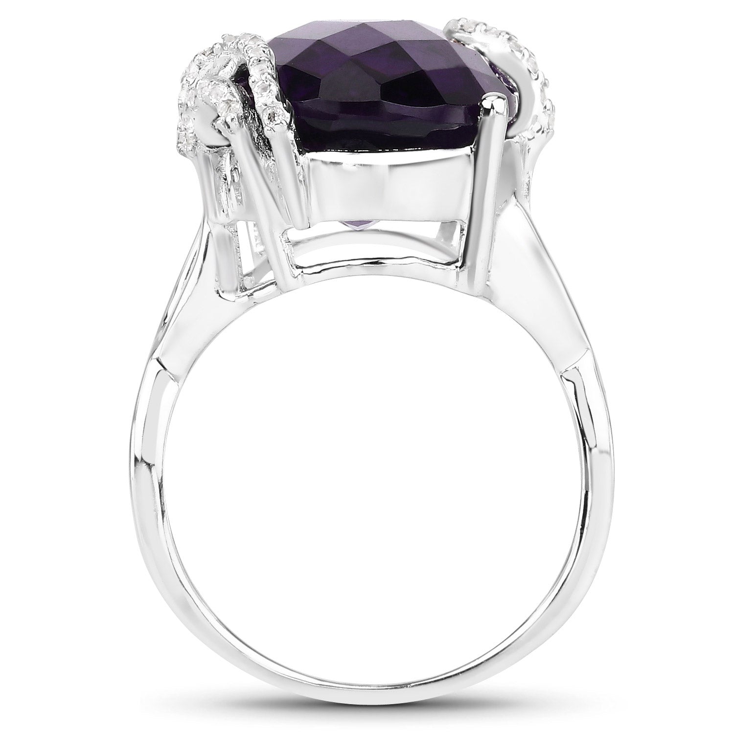 10.44 Carat Genuine Amethyst and White Topaz .925 Sterling Silver Ring on sale at MyriadMart