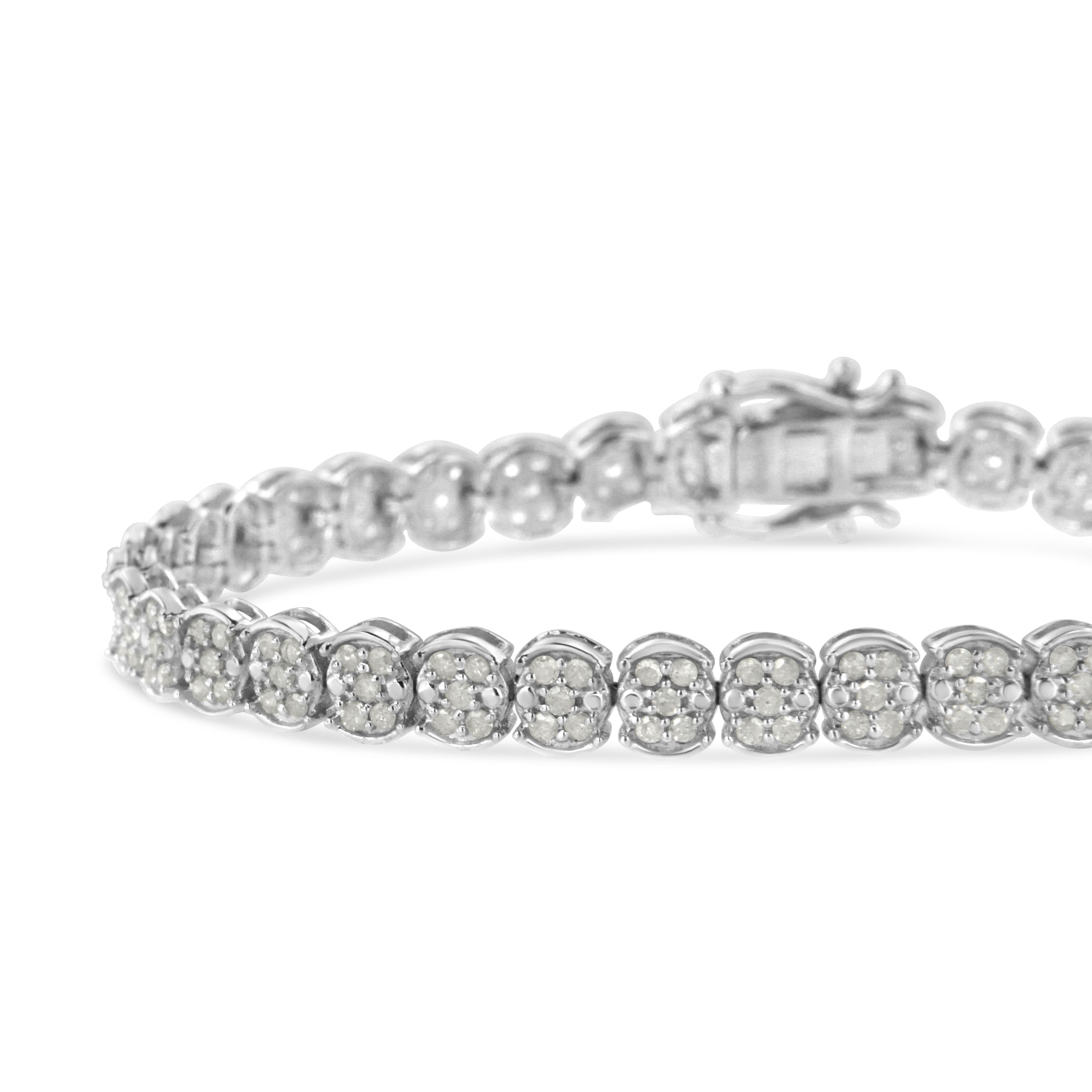 .925 Sterling Silver 2.0 Cttw Diamond Cluster Link Bracelet I-J Color, I2-I3 Clarity - Size 7.25" on sale at MyriadMart