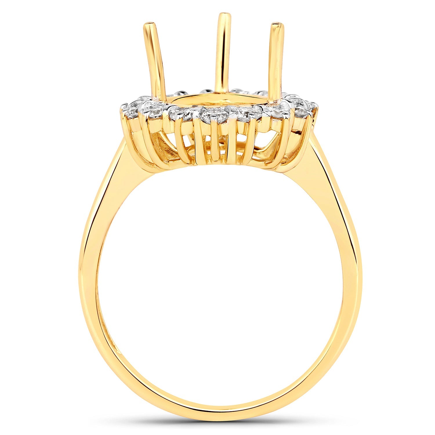 0.48 Carat Genuine White Diamond 14K Yellow Gold Semi Mount Ring - holds 11x9mm Pear Gemstone on sale at MyriadMart