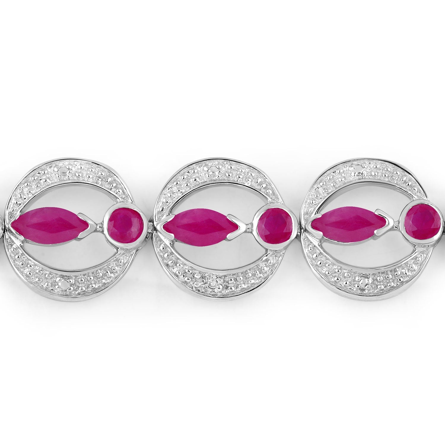 1.65 Carat Genuine Ruby and White Diamond .925 Sterling Silver Bracelet on sale at MyriadMart