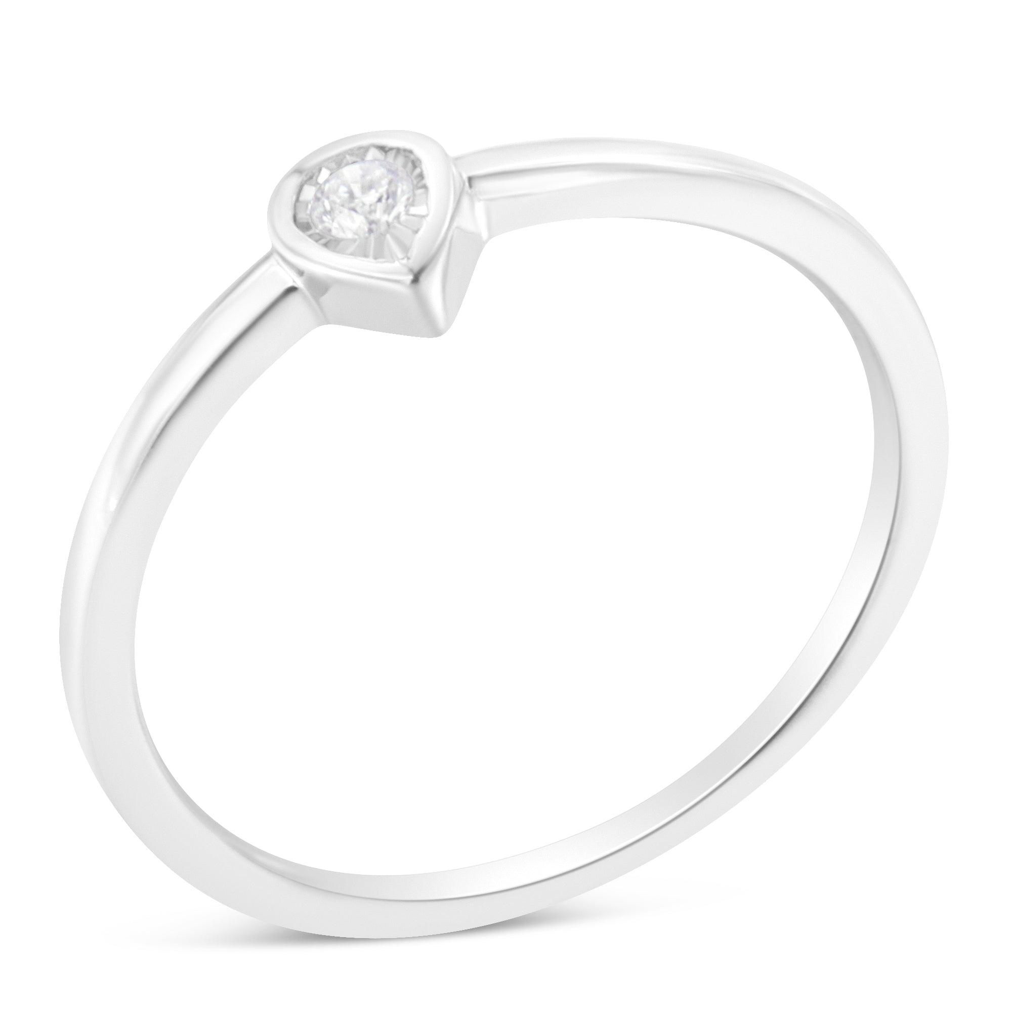.925 Sterling Silver 1/20 Carat Diamond Teardrop Pear-Shaped Miracle Set Petite Fashion Promise Ring J-K Color, I1-I2 Clarity - Size 6 on sale at MyriadMart