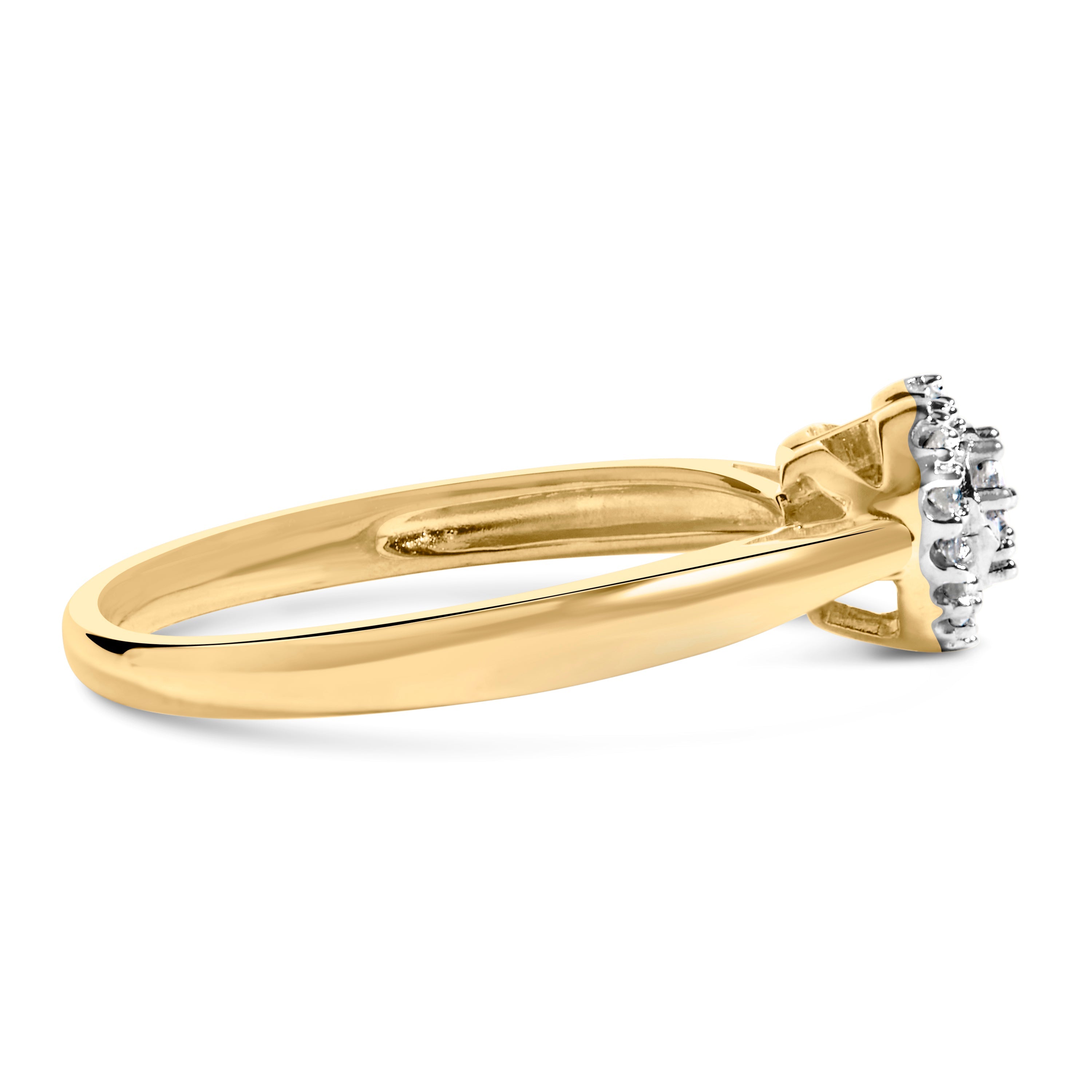 10K Yellow Gold 1/10 Cttw Diamond Heart and Halo Promise Ring on sale at MyriadMart
