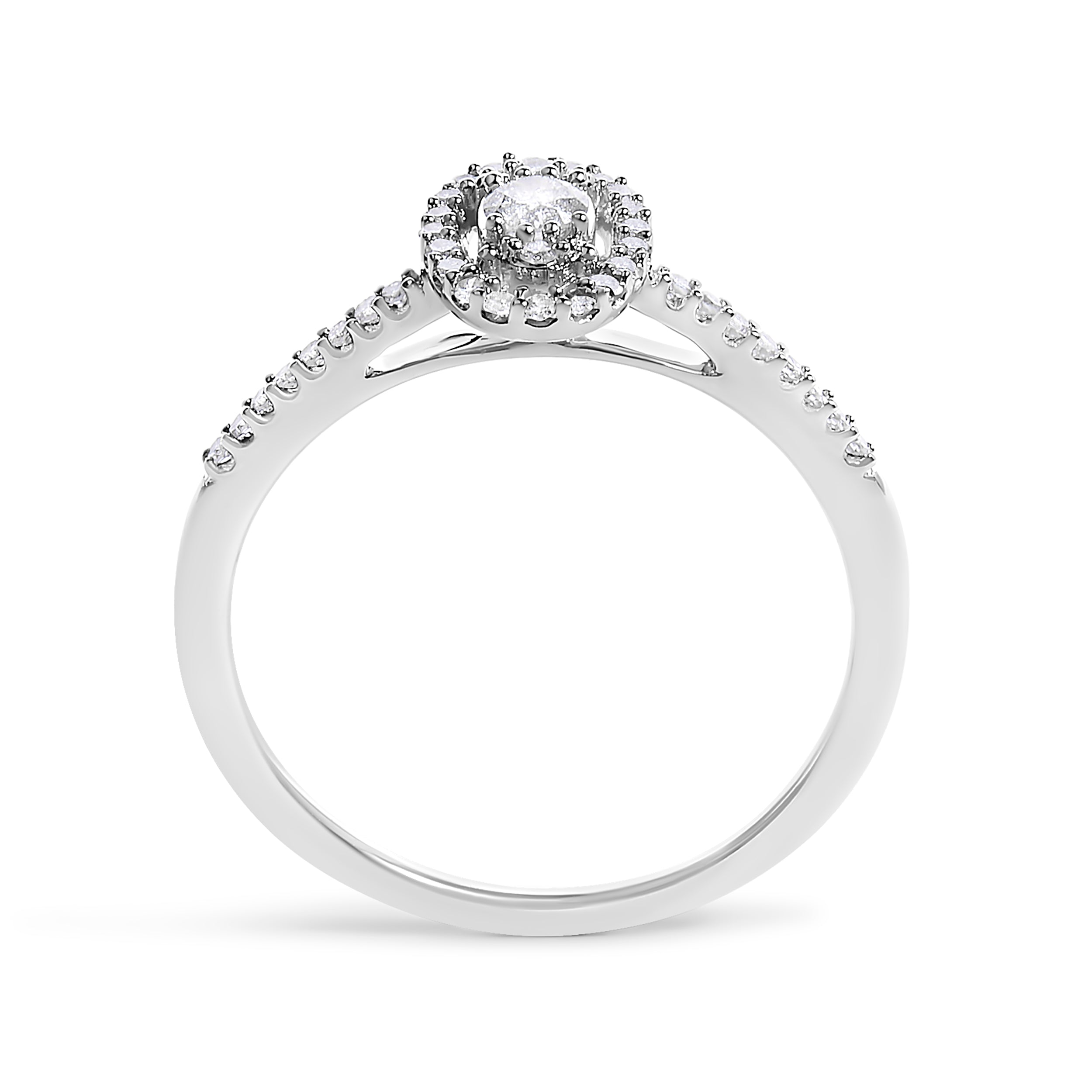 14K White Gold 1/5 Cttw Diamond Oval Shape With Halo Engagement Ring H-I Color, I1-I2 Clarity - Size 7 on sale at MyriadMart