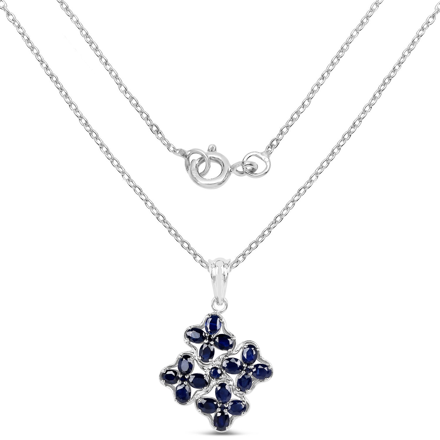 3.68 Carat Genuine Blue Sapphire .925 Sterling Silver Pendant on sale at MyriadMart