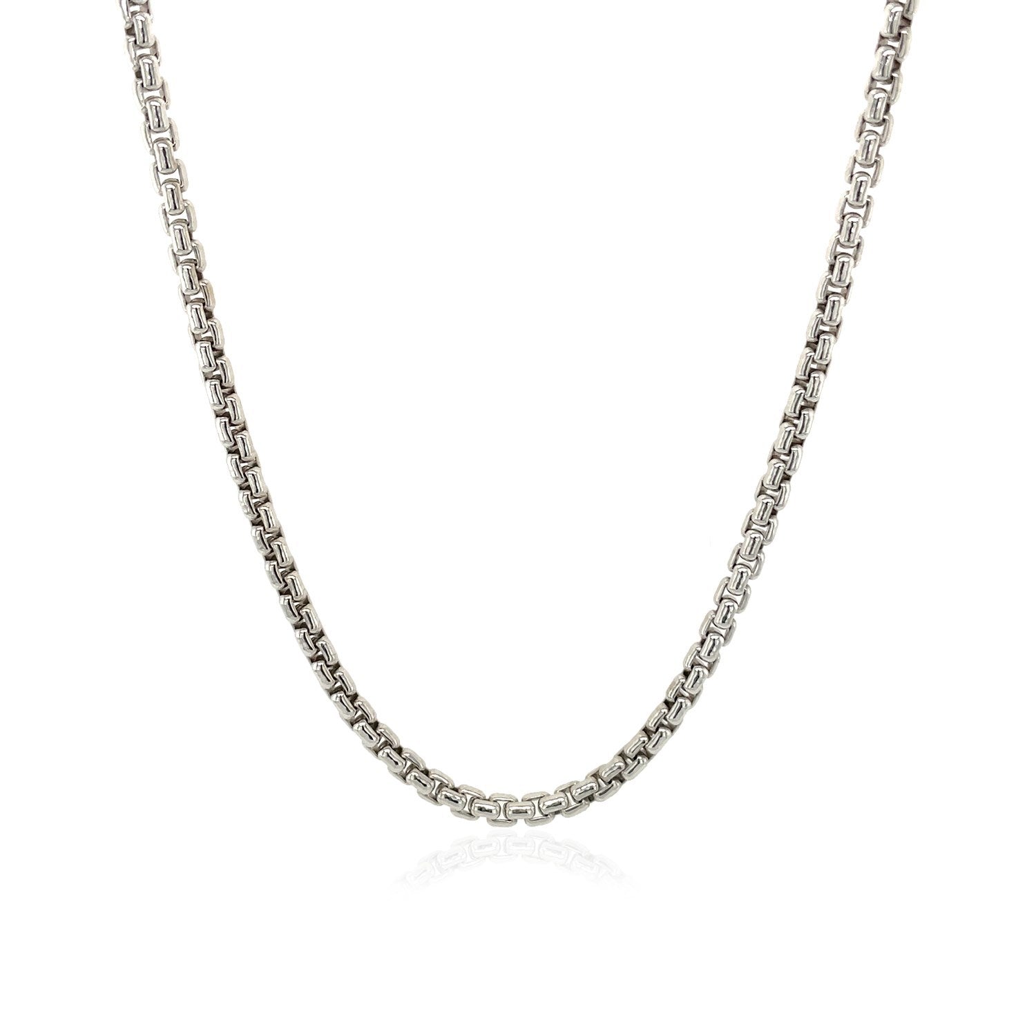 2.2mm Sterling Silver Rhodium Plated Round Box Chain on sale at MyriadMart