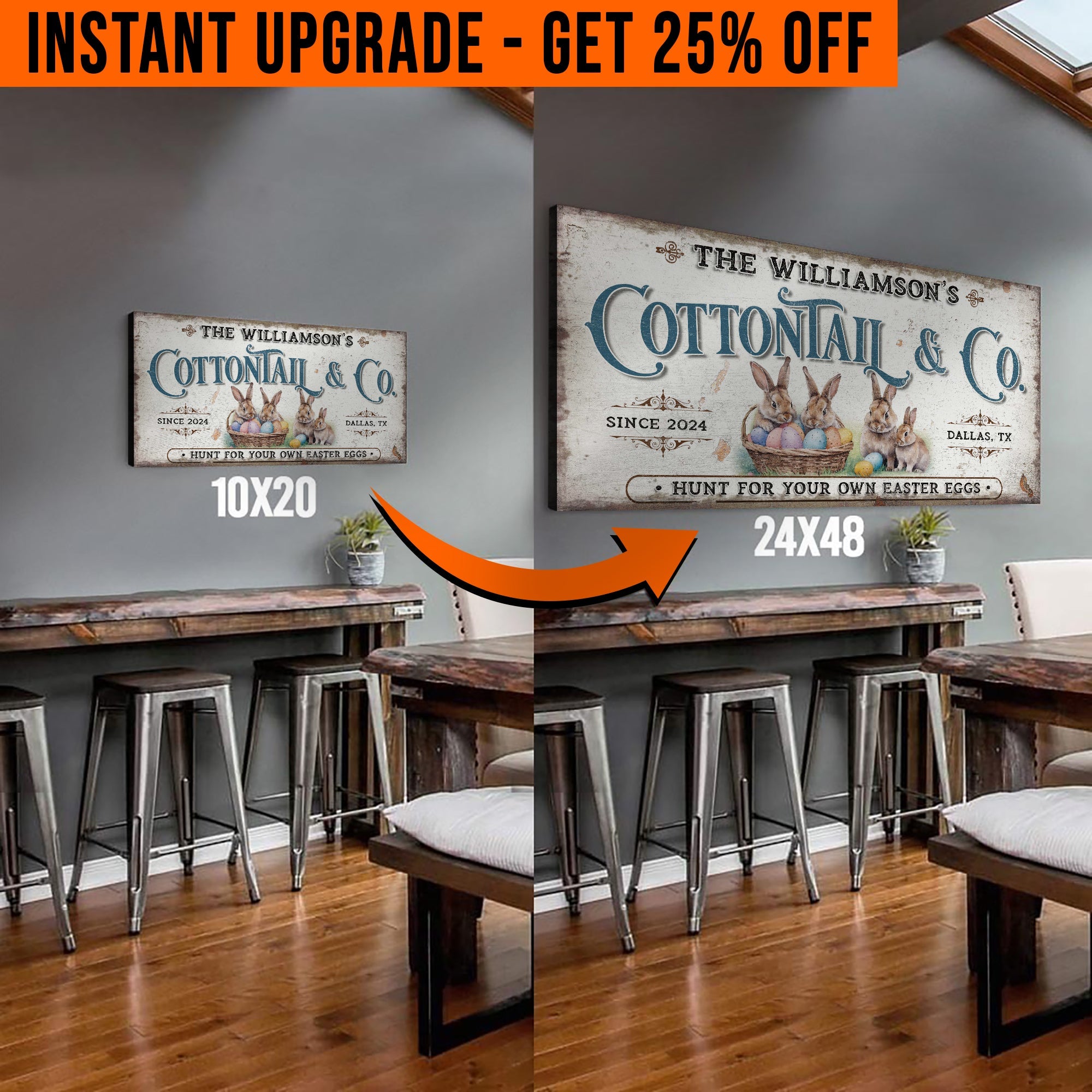 Upgrade Your 20x10 'Vintage Easter Sign' Canvas To 24x48 Inches on sale at MyriadMart