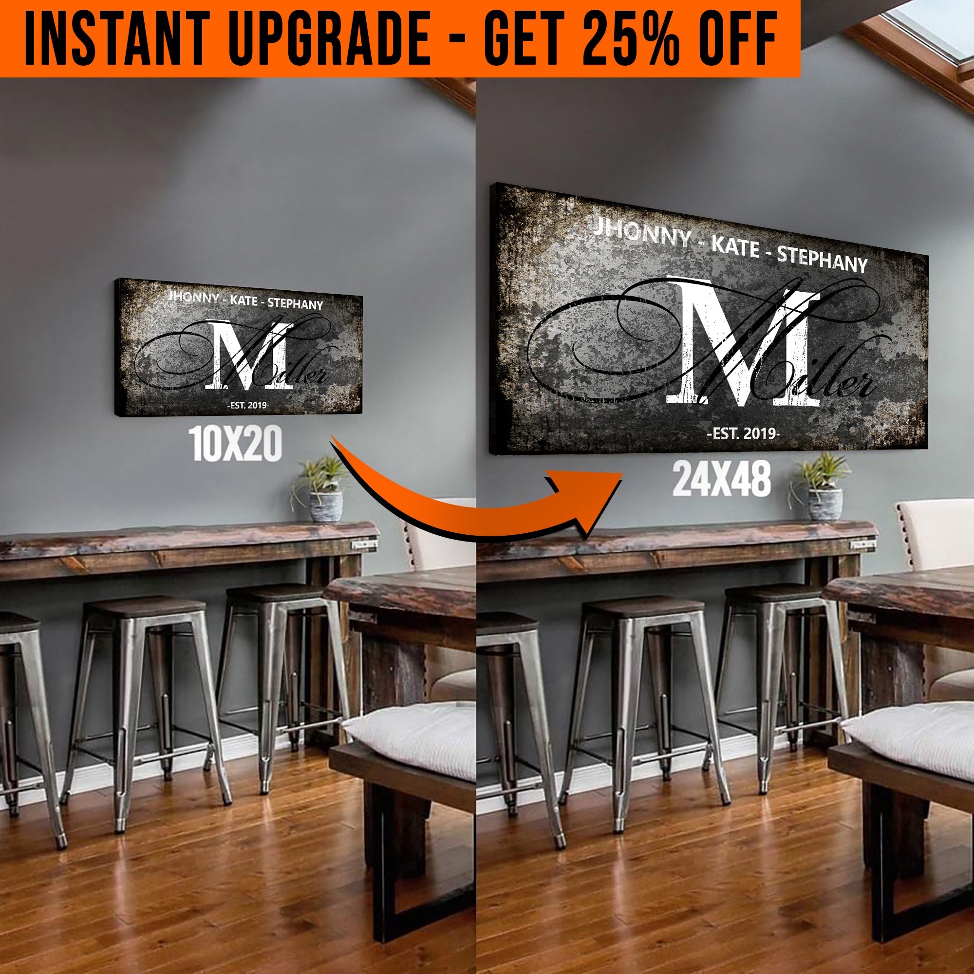 Upgrade Your 20x10 Inches 'Family' Style 2 Canvas To 48x24 Inches on sale at MyriadMart